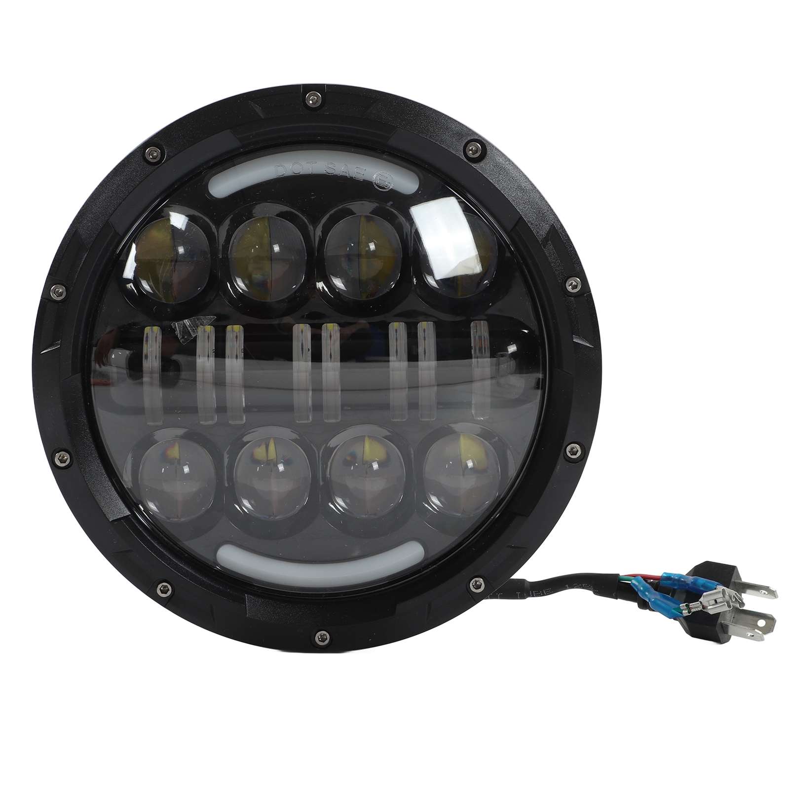7-zoll-led-motorradscheinwerfer, 6000 K Weißes Licht, 3000 Lm, 12 V, 80 W, Wasserdicht Und Universell