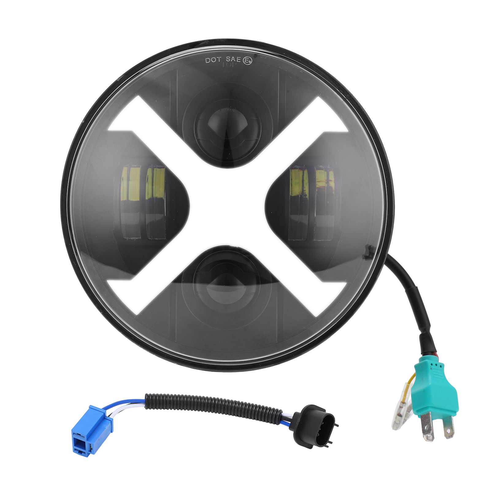 6,5-zoll-led-motorradscheinwerfer Mit X-förmigen Positionsleuchten (angel Eyes), Ersatz Für Cvo Flstse Cabriolet 2010-2012