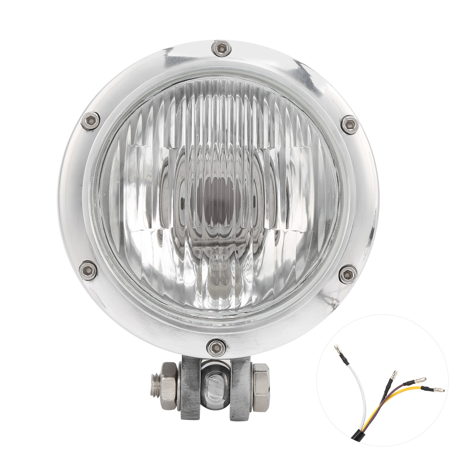 Retro 12v Runder Frontscheinwerfer Für Motorräder, Fern- Und Abblendlicht, Universelles Helles Gelbes Licht