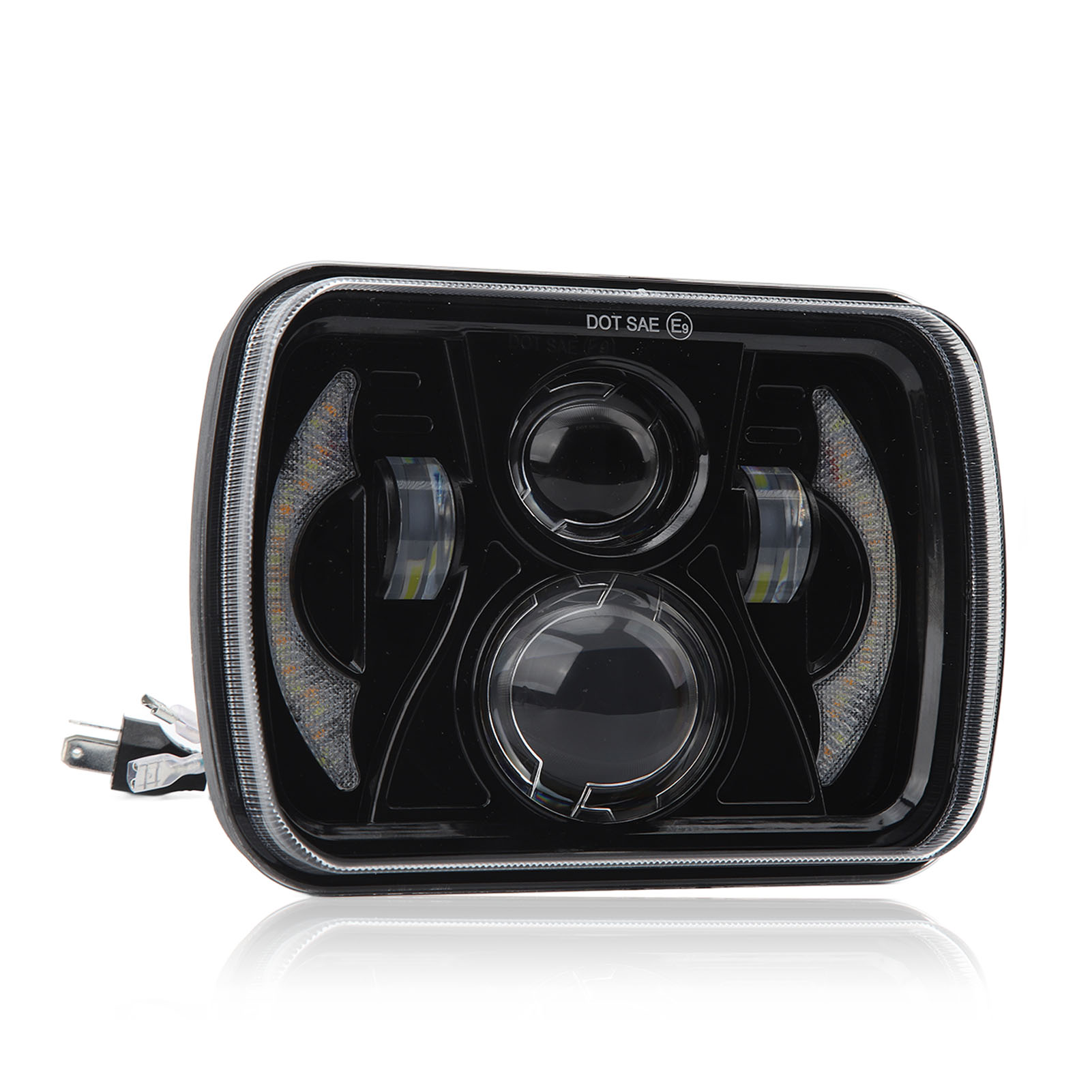 Quadratischer Led-scheinwerfer Für Autos, Mit Tagfahrlicht, Blinkern Und Hoher Lichtdurchlässigkeit, Wasserdicht, 12 Bis 48 V.