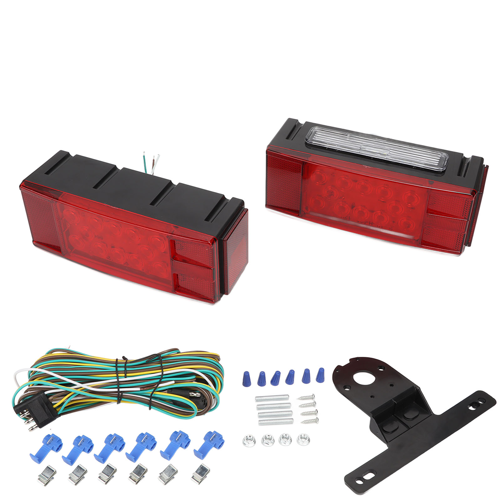 Set Mit 2 Rechteckigen, Wasserdichten Und Tauchfähigen 12v-led-rückleuchten Für Anhänger, Wohnmobile Und Boote.