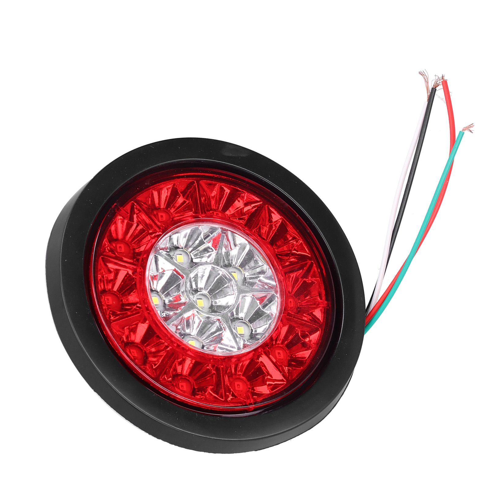 Runde 16-led-rückleuchte (12–24 V) Mit Hellrotem Und Weißem Blinklicht Für Anhänger, Lkw Und Wohnmobile