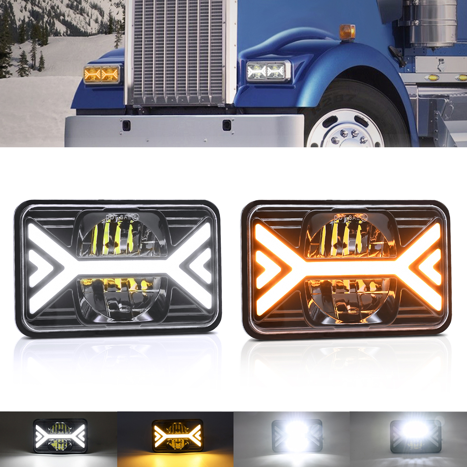 5-zoll-led-autoscheinwerfer (1 Stück) Mit Weißem Fern-/abblendlicht, Tagfahrlicht Und Gelben Blinkern