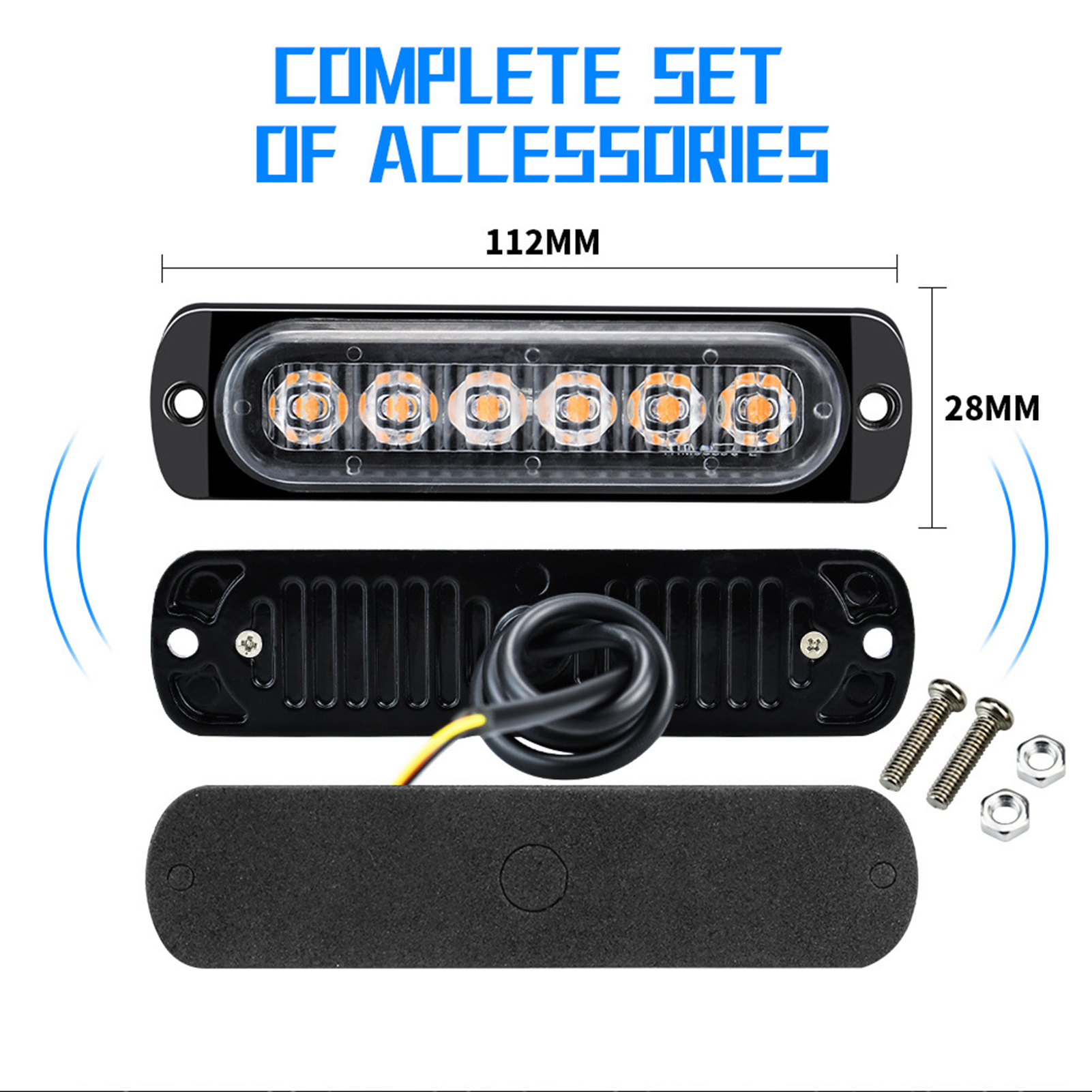 Set Mit 2 Led-blitzleuchten 12-24v, Notfall-blinksignalleuchten, Lichtleiste Für Auto, Lkw, Lieferwagen, Quad, Suv, Yacht.