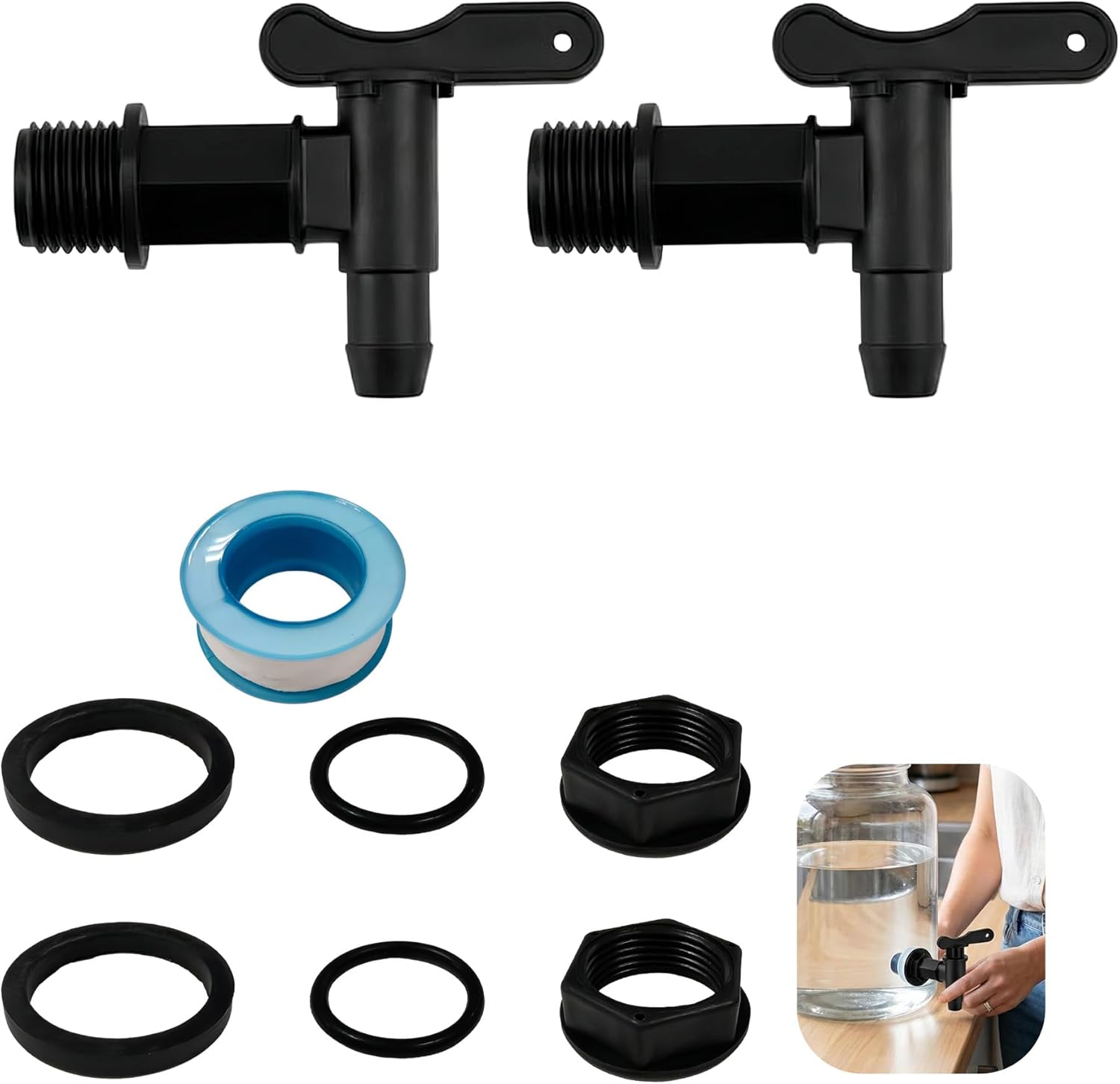 Stück Kunststoff-tankhähne, Regenwassertankhähne Mit Wasserdichtem Ptfe-band – 3/4" – Für Garten Und Haushalt