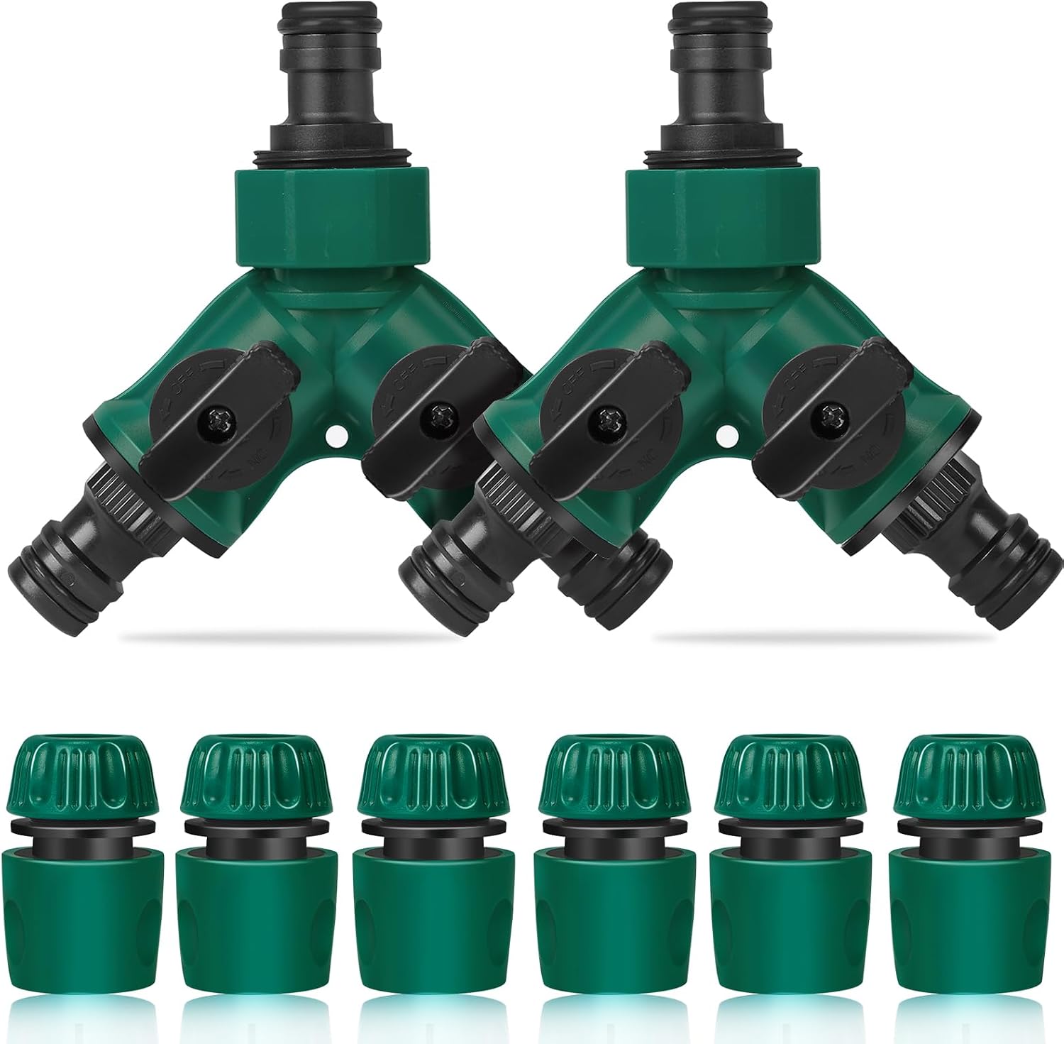 Set Mit 2 Zweiwege-wasserverteilern (3/4") – Verteiler Mit Ventil – 6 X 1/2"-anschlüsse – Landschaftsbau, Gartenbau, Blumenanbau, Bewässerung