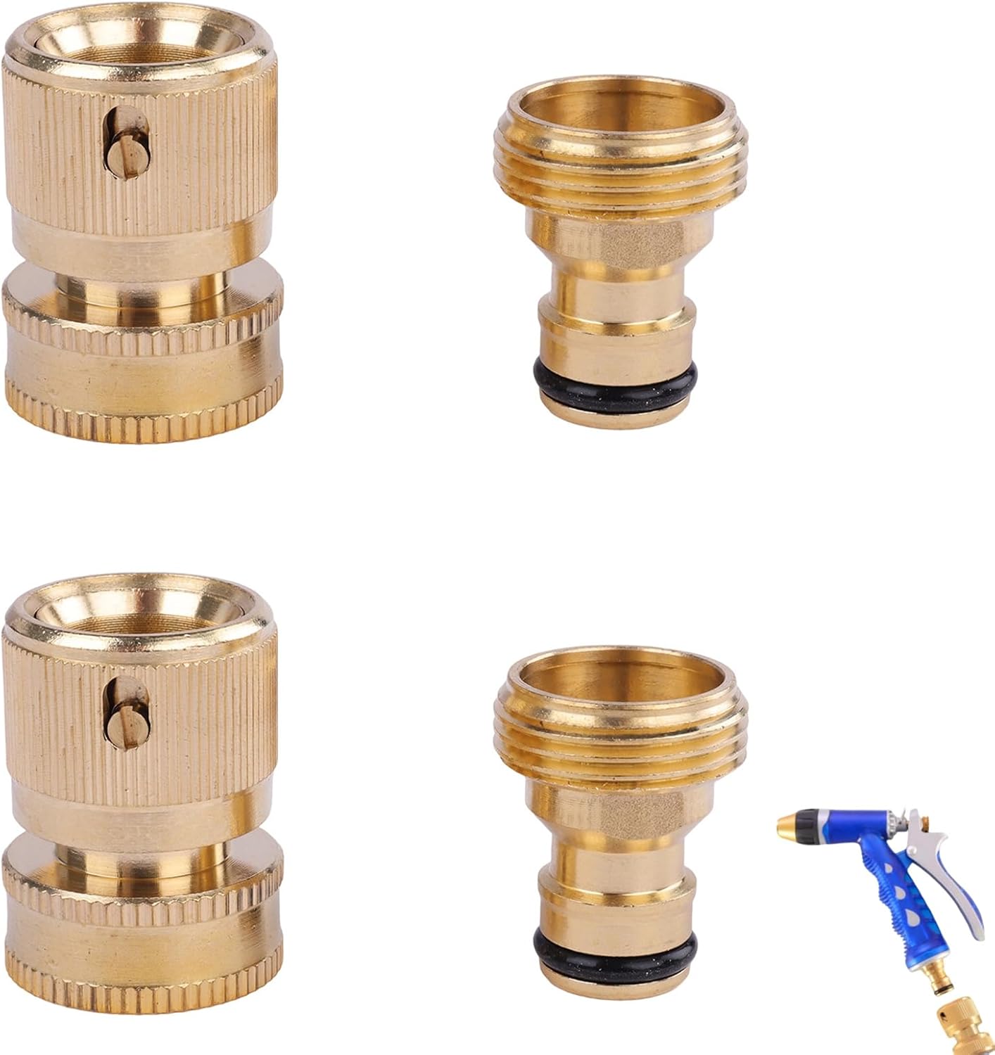 Set Mit 2 Schnellkupplungen Für 3/4-zoll-gartenschläuche, Messinganschluss Mit Innen- Und Außengewinde – Robustes, Auslaufsicheres Adapterset, Einfache Montage, Kompatibel Mit Zubehör