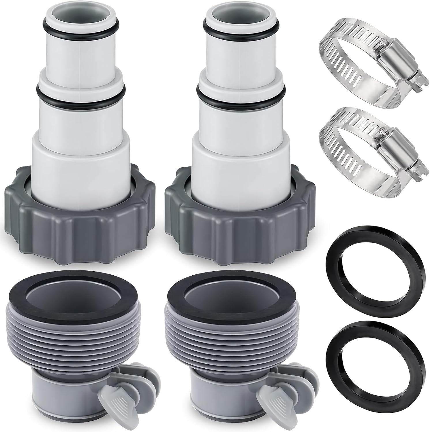 Poolschlauchadapter, 4 Stück, Poolschlauchadapter 32 Und 38 Mm, Ersatzschlauchadapter Für Pumpen, Poolpumpenadapter Typ A Und Typ B, Für Poolschläuche Mit Ø 32 Und 38 Mm