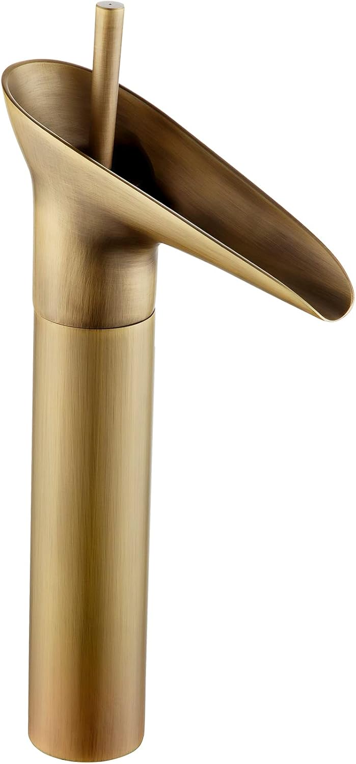 Antike Messing-waschtischarmatur, Hohe Retro-waschtischarmatur, Einhebel-wasserfallarmatur, Warm- Und Kaltwasser-waschtischarmatur Aus Messing, 3/8 Zoll