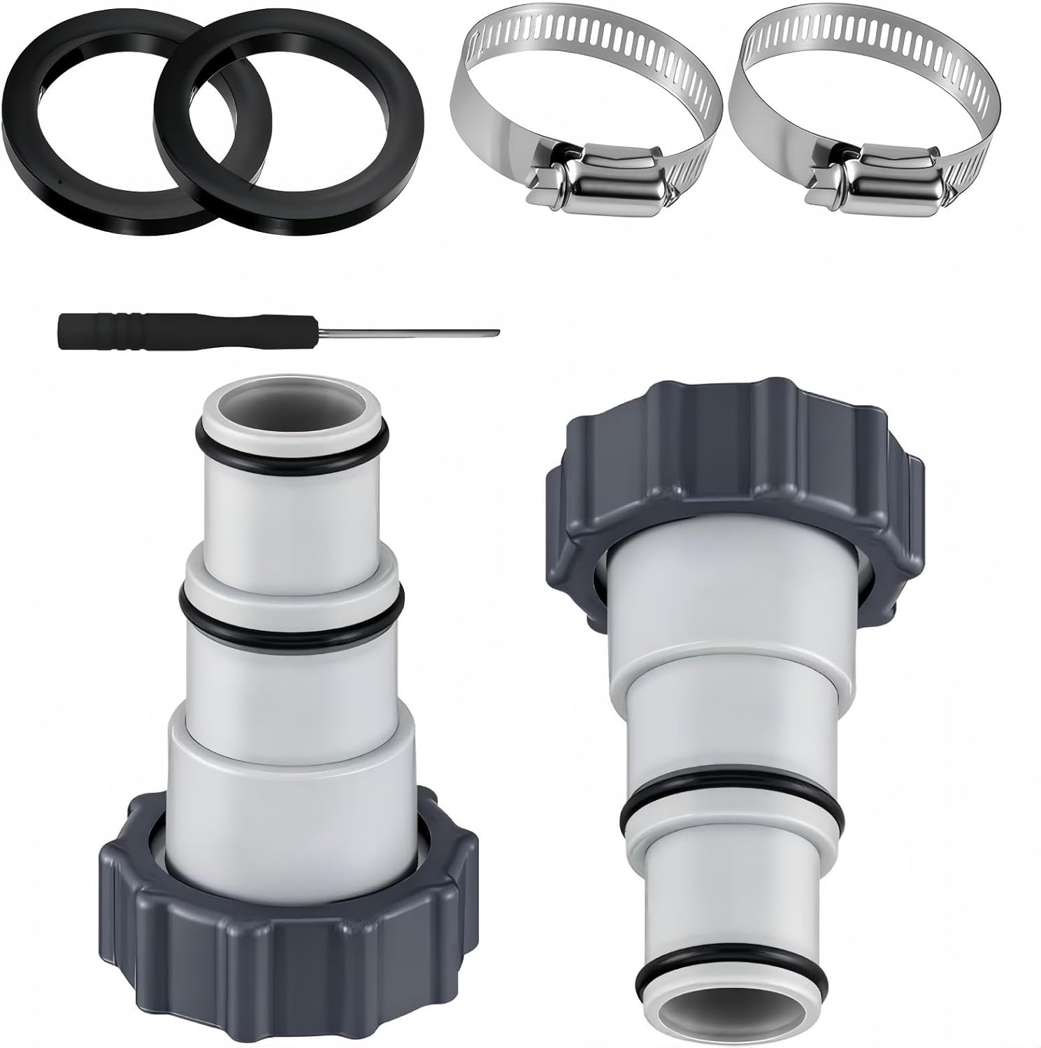 Schwimmbadschlauchverbinder, Schwimmbadschlauchadapter 32-38, Adapter, Schlauchumwandlung B, Schwimmbadpumpenverbinder Für Gewindefiltrationspumpen Und Soleanlagen (7-teilig)