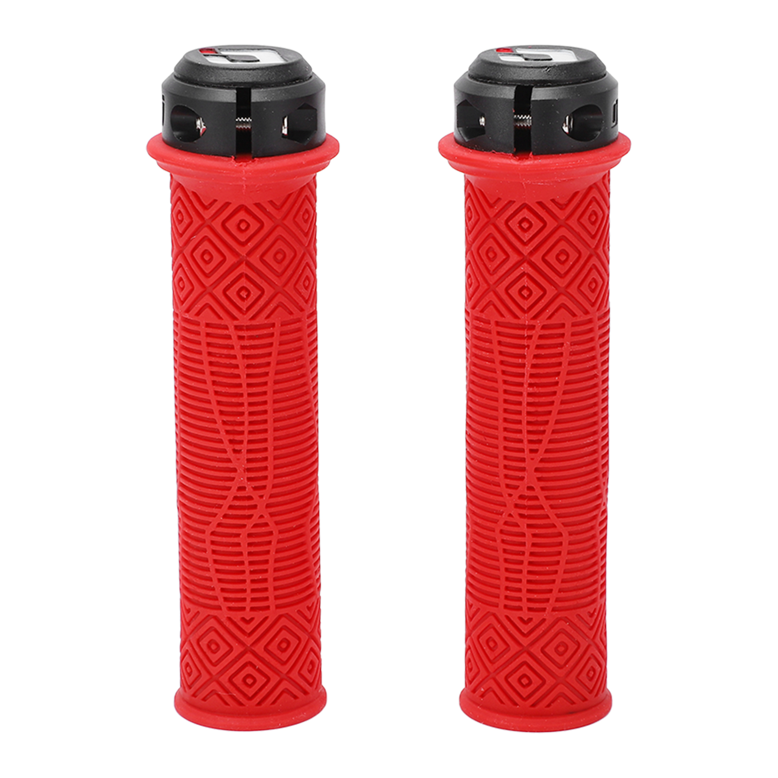 Set Aus 2 Fahrradlenkergriffen Aus Rutschfestem, Verschleißfestem Und Ergonomischem Gummi, Durchbrochenes Design, Rot.