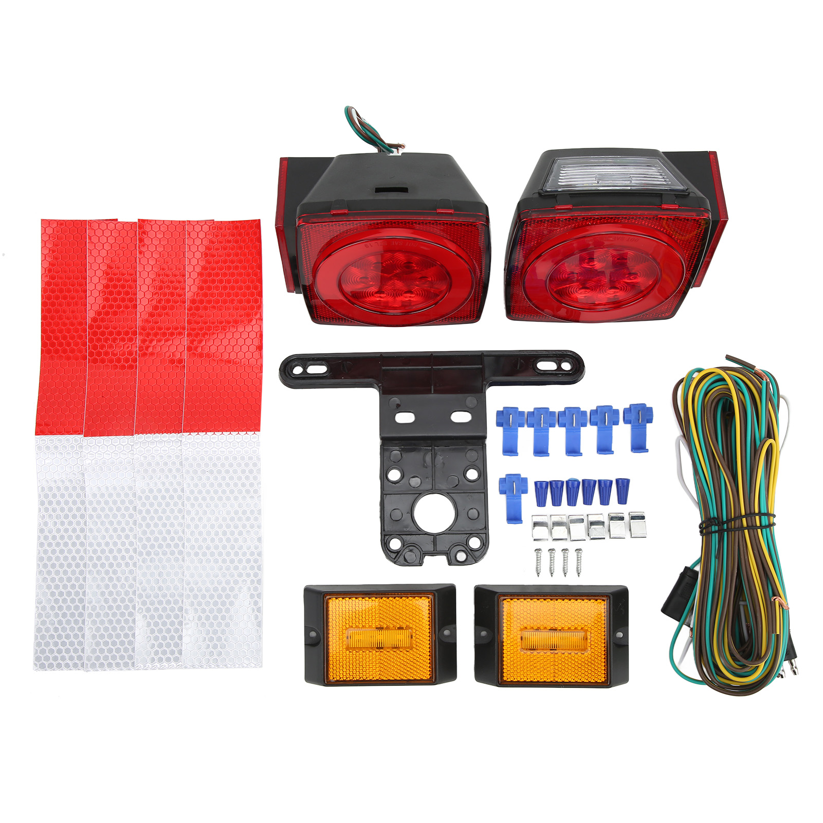 12v Led Quadratisches Rücklicht-set Für Anhänger, Rote Beleuchtung, Wasserdicht, Hohe Helligkeit, Für Lkw Oder Boot, 80 Zoll Breit.