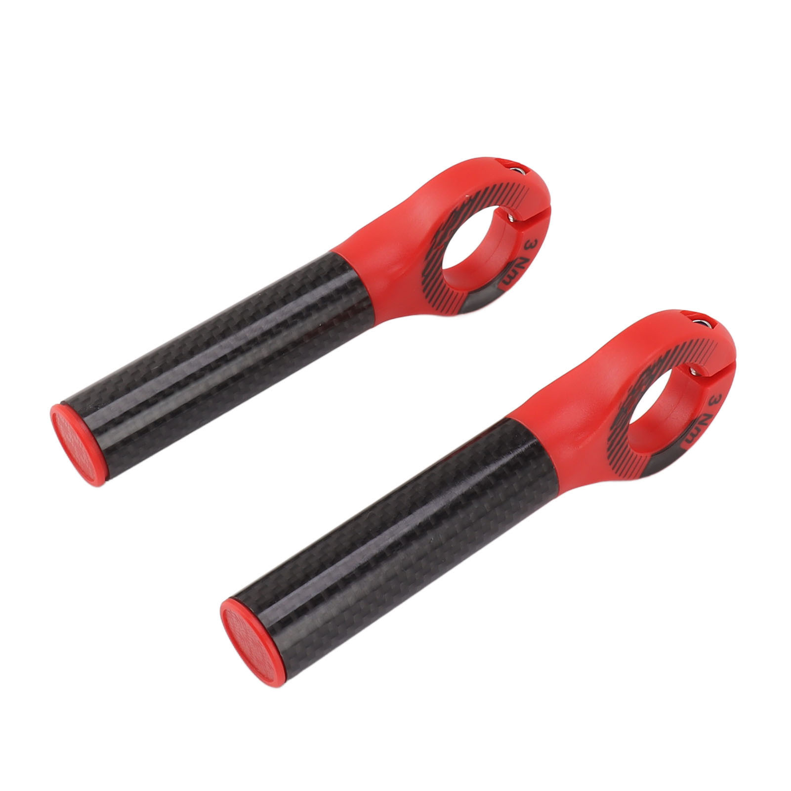 Paar Lenkerendgewichte Mit Kappen, Carbonfasergriffe Für Mountainbike-lenker Mit 22,2 Mm Durchmesser, Rot