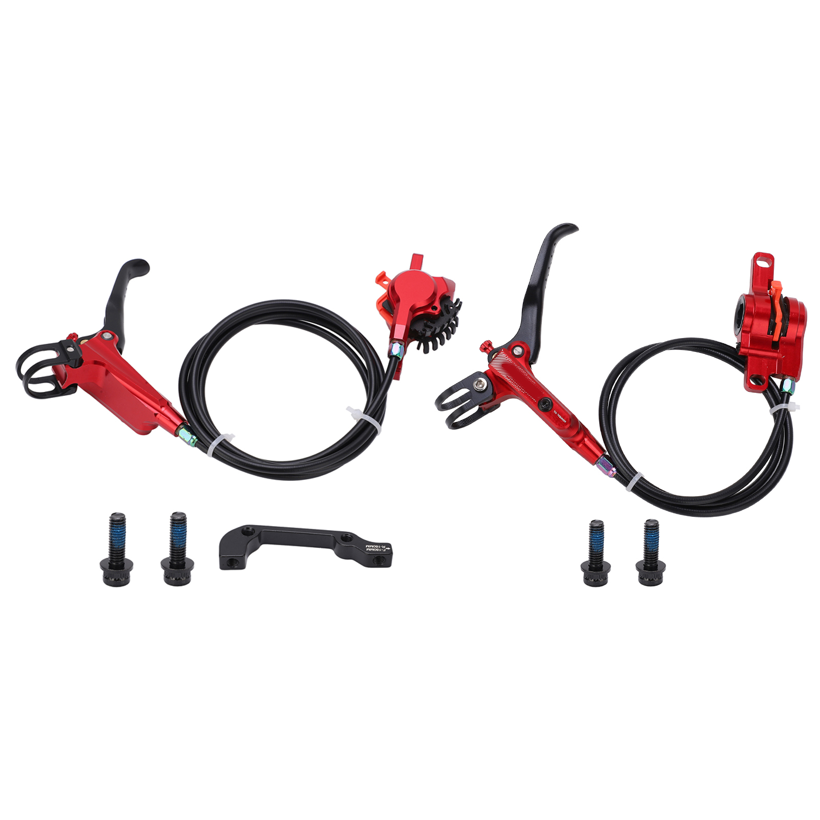 Meijun Fahrrad-scheibenbremsenset, Rutschfest, Vorne Und Hinten, Mit Hydraulischen Bremssätteln Und Bremszug, Rotes Zubehör
