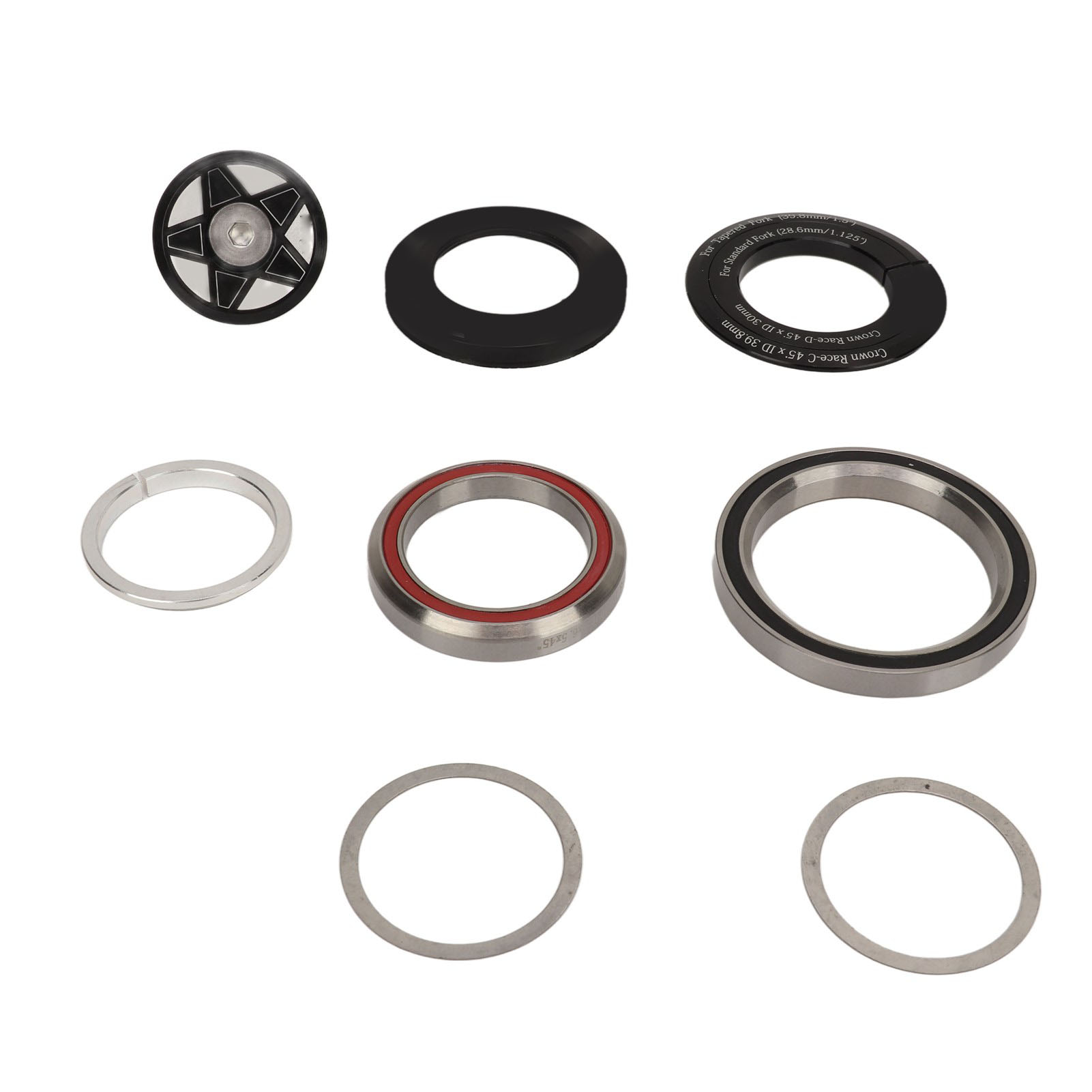 Cnc-gefräster Aluminium-fahrradsteuersatz Mit Sternmutter Für 41,8-52 Mm Konisches Steuerrohr Und 28,6 Mm Gerade Gabel Oder 1,5 Zoll Konische Gabel.