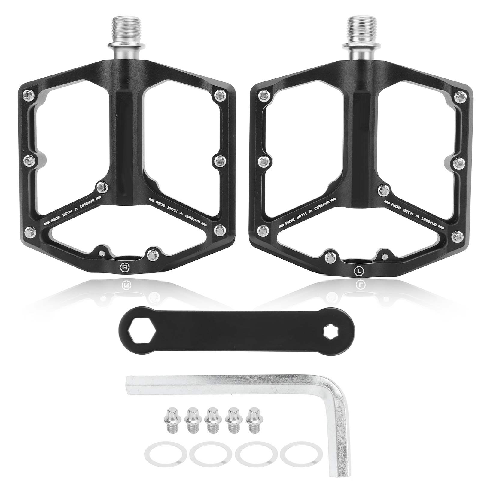 Verbreiterte Und Rutschfeste Fahrradpedale, 3 Lager, Aus Schwarzer Aluminiumlegierung Für Mountainbikes.