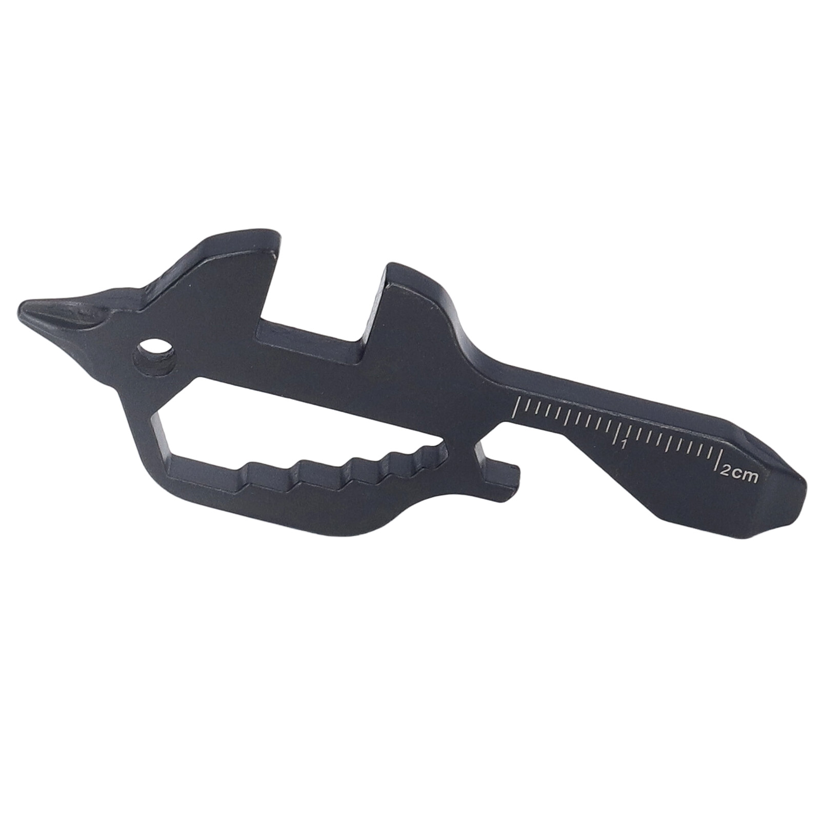 Multifunktionales, Fischförmiges Taschenwerkzeug Aus Edelstahl Mit Schlüsselring, Flaschenöffner, Schraubenschlüssel Und Lineal (schwarz)