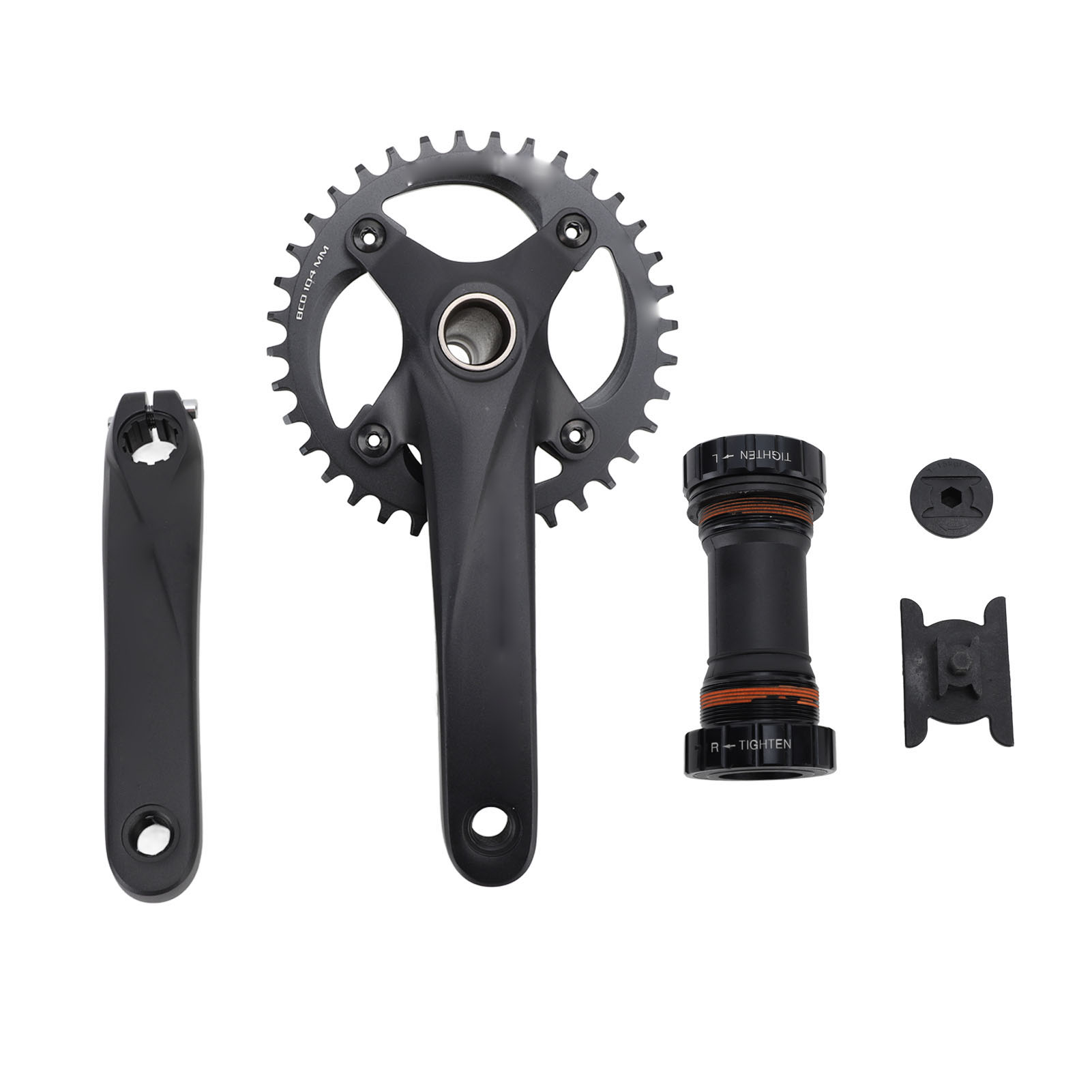 Integrierte, Hohle 36-zahn-mountainbike-kurbelgarnitur Aus Leichter Aluminiumlegierung, Einzelnes Kettenblatt