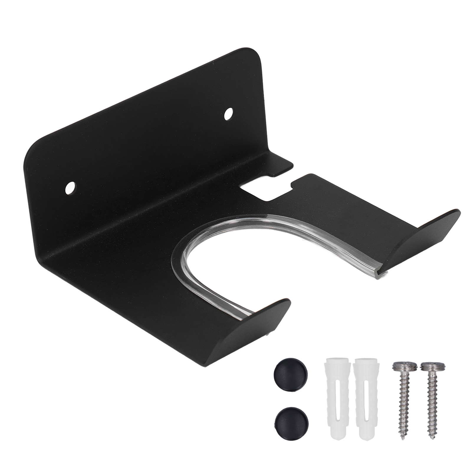 Wandmontierter Haartrocknerhalter Aus Edelstahl, Schwarz, Ideal Für Zuhause, Badezimmer Oder Toilette.