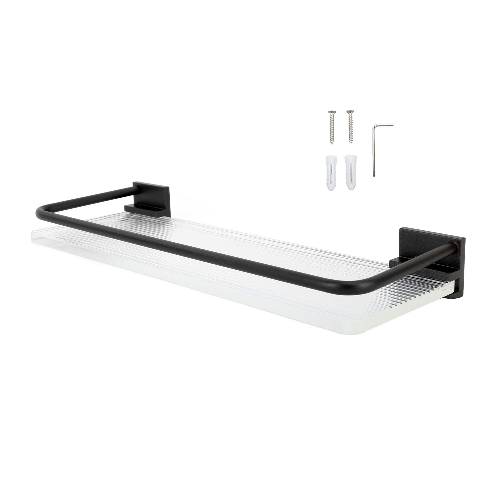30 Cm Hohes Badezimmer-wandregal, Handtuchhalter Aus Aluminium Und Acryl, Schwarz