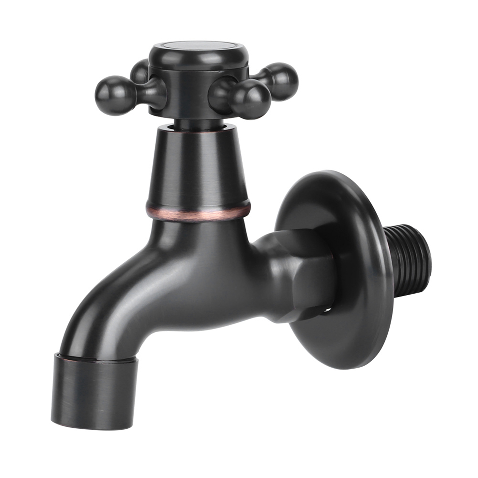 Kurzer Wasserhahn Aus Schwarzem Messing Im Retro-stil, Einhebelmischer Mit Schnellöffnung Nur Für Kaltwasser, Ideal Zum Reinigen Nasser Oberflächen Und Schwimmbecken.