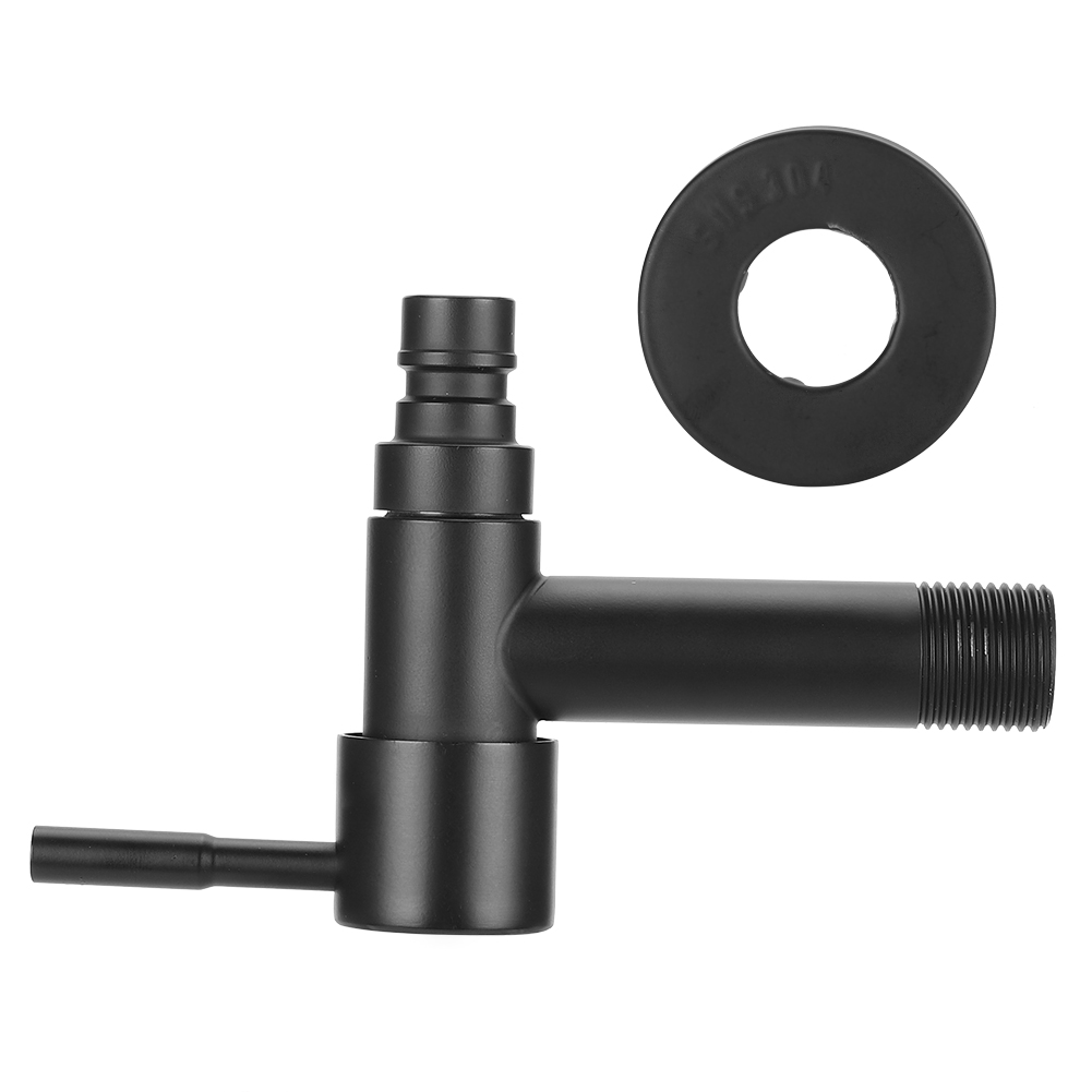 Schwarzer Edelstahl-waschmaschinenhahn G1/2", Einzelwaschbeckenhahn Für Kaltwasser, Kurzer Schwarzer Waschmaschinenhahn