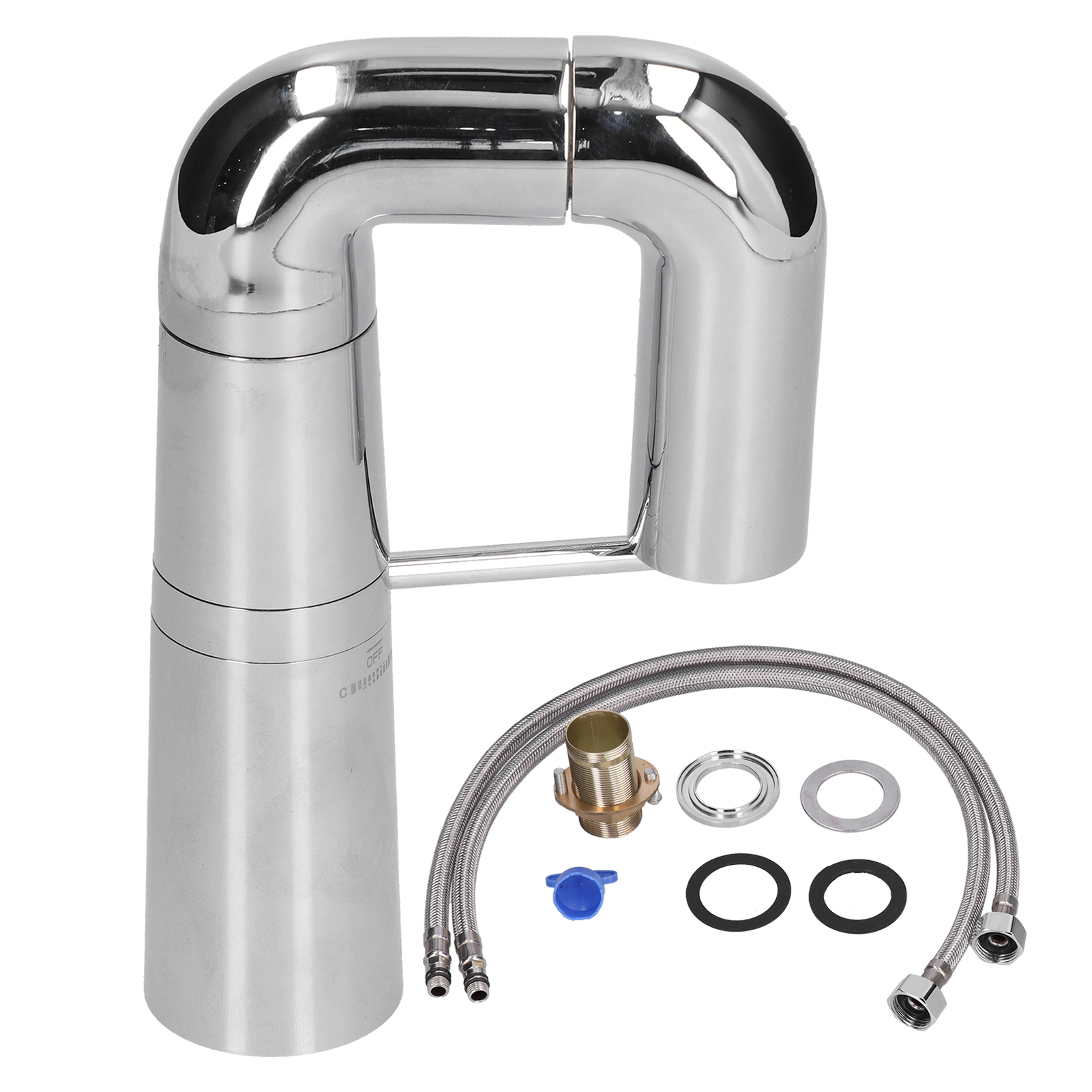G1/2 Kupfer-waschtischarmatur-set, 360° Schwenkbar, Mit Warm- Und Kaltwasserhahn. Verchromt, 2-teilig.