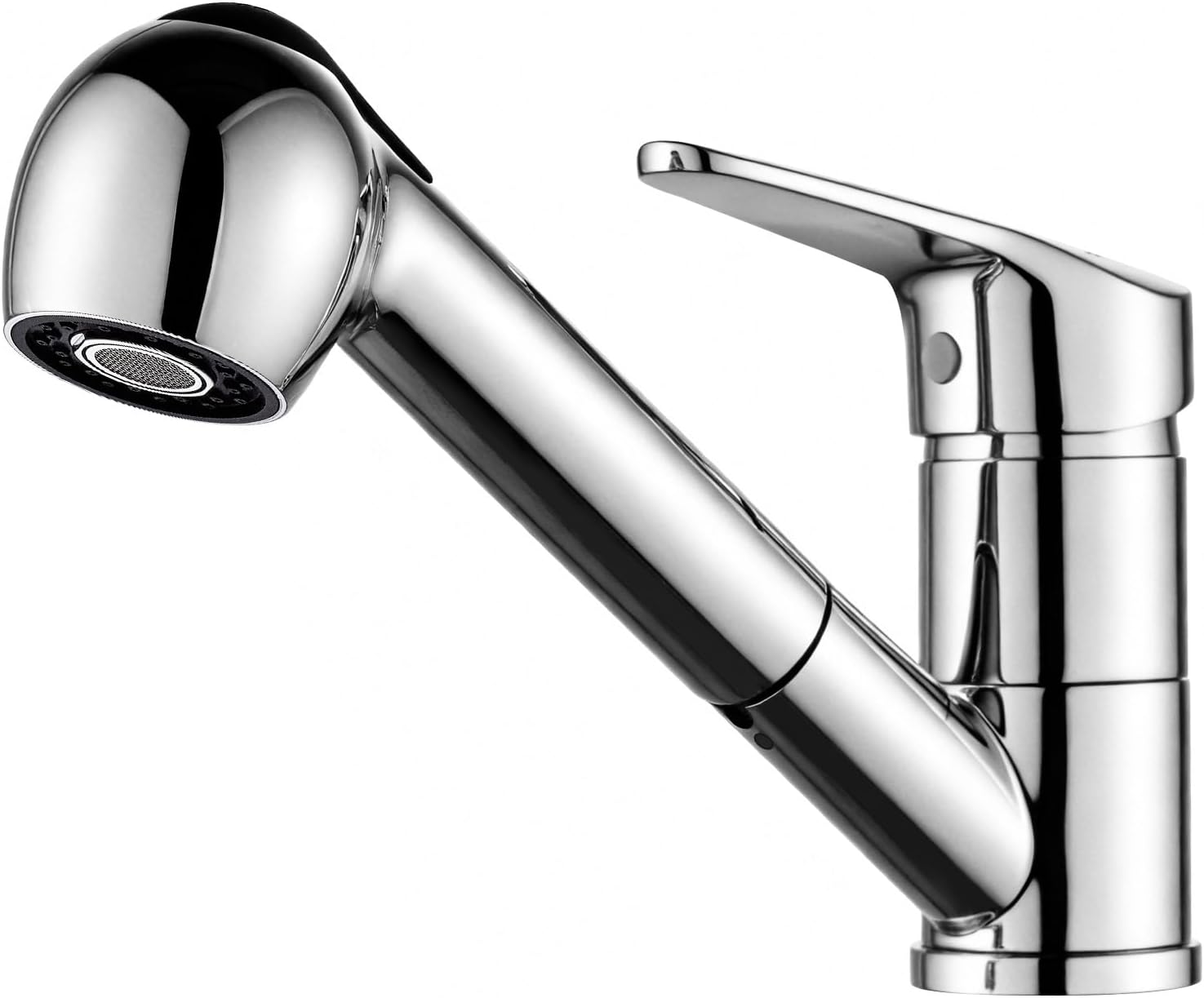 Küchenarmatur Mit Ausziehbrause, Spültischarmatur Mit Niedrigem Auslauf, 360° Schwenkbare Küchenarmatur, Chrom, Silber