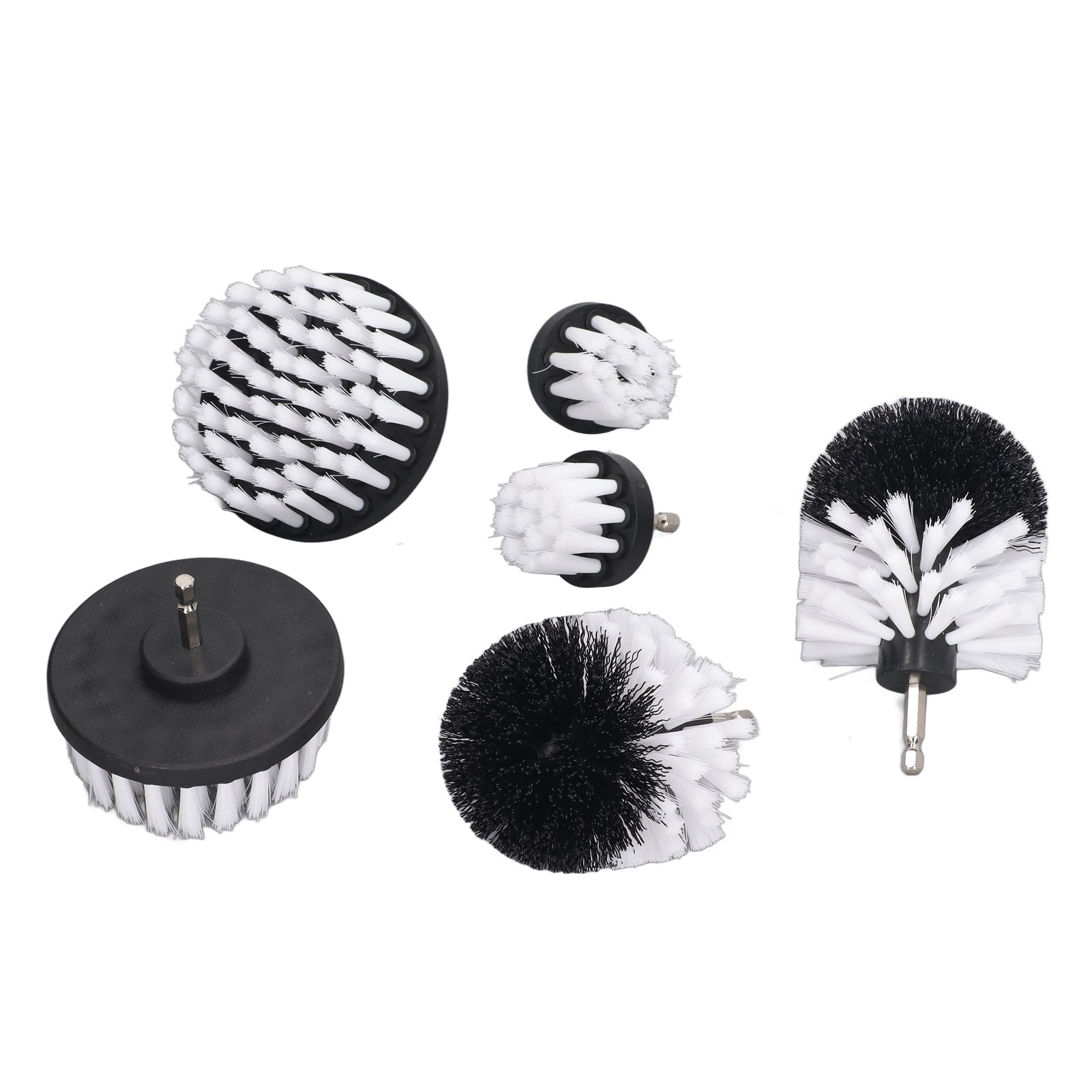 Set Mit 6 Bohrmaschinen-reinigungsbürsten, Weiße, Weiche Nylonborsten, Verschleißfest, Zur Reinigung Von Wandecken Und Fliesen.