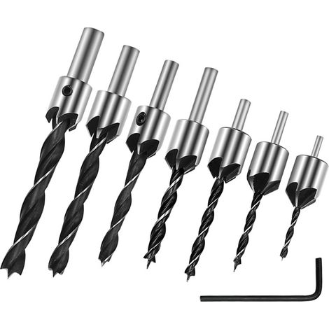 Set Mit 7 Verzinkten Holzschnitzbohrern – Größen 3 Bis 10 Mm – Hochgeschwindigkeitsstahl – Inklusive Innensechskantschlüssel Und Aufbewahrungsbox