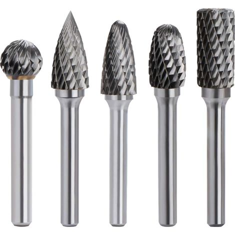 Aiducho 5-teiliges Hartmetall-fräserset, Doppelschnitt, 6 Mm Schaft, 10 Mm Kopf, Für Elektrische Bohrmaschinen/schleifgeräte