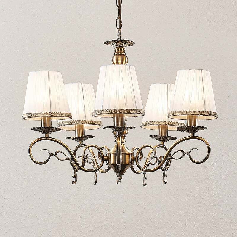[gebraucht] B-ware Lindby Kronleuchter Finnick 5-flammig Led Hängelampe Dimmbar Altmessing Ø 60 Cm