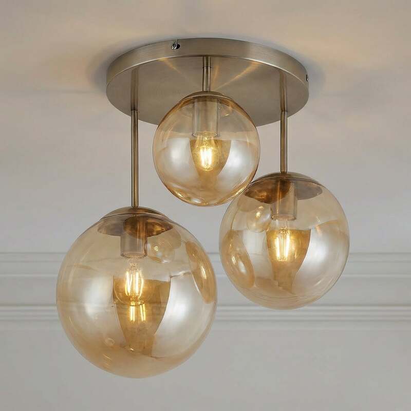 [gebraucht] B-ware Lindby Deckenleuchte Hängeleuchte Teeja Led Lampe 3-flammig Amber Ø47cm