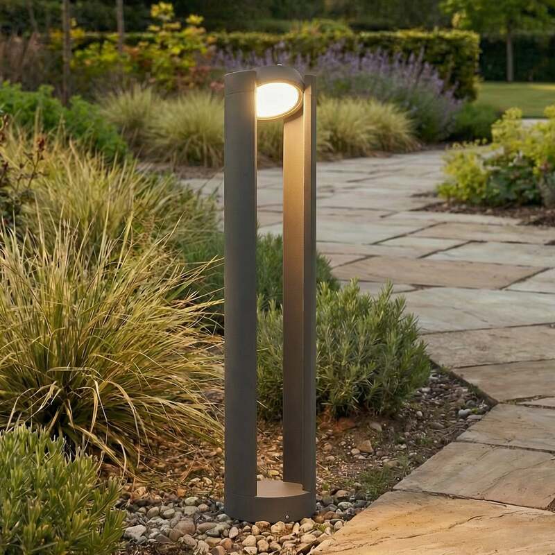 [gebraucht] B-ware Lucande Pollerleuchte Dylen Led Gartenleuchte Außenlampe Grau 80cm Ip65 Metall
