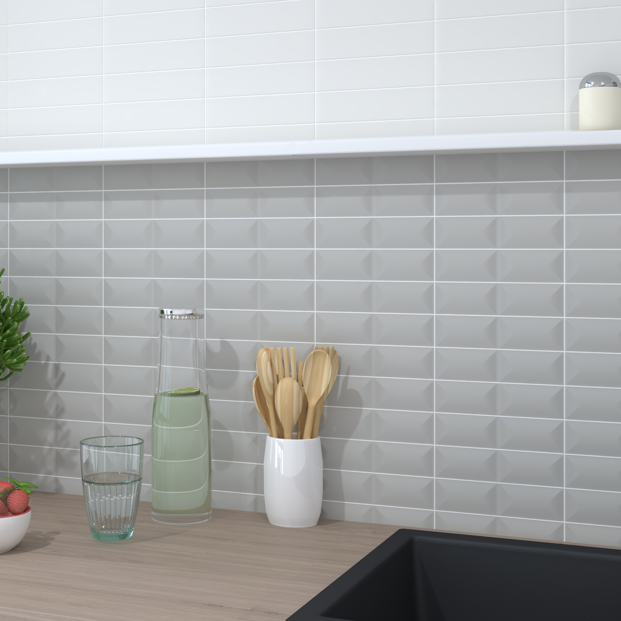 Matte Greige-relief-wandfliese Für Den Innenbereich 5x20 Cm – Glenbrook Padded Rustic Greige