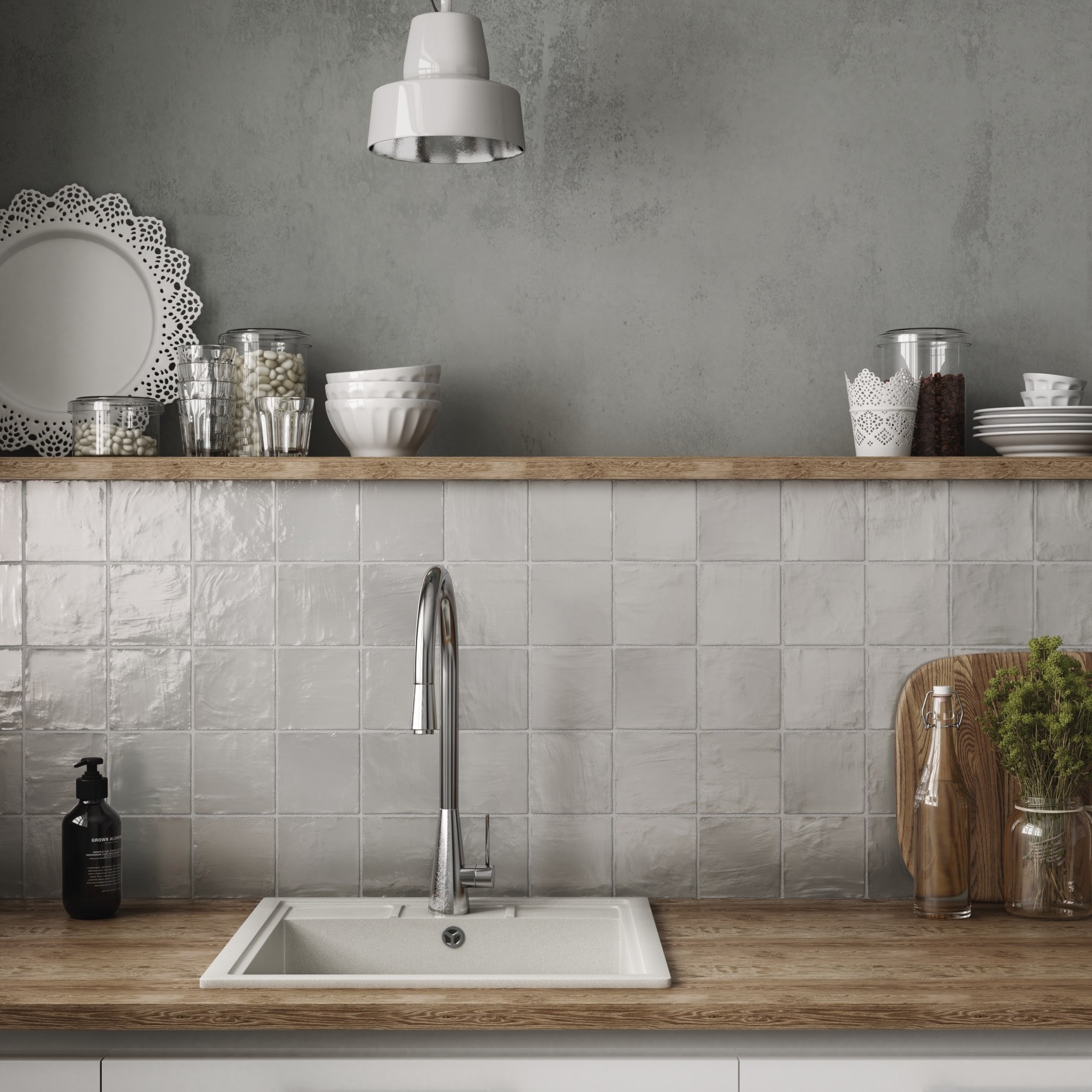 Satinierte Keramik-wandfliese Mallorca Gris 10x10 Cm – Grau