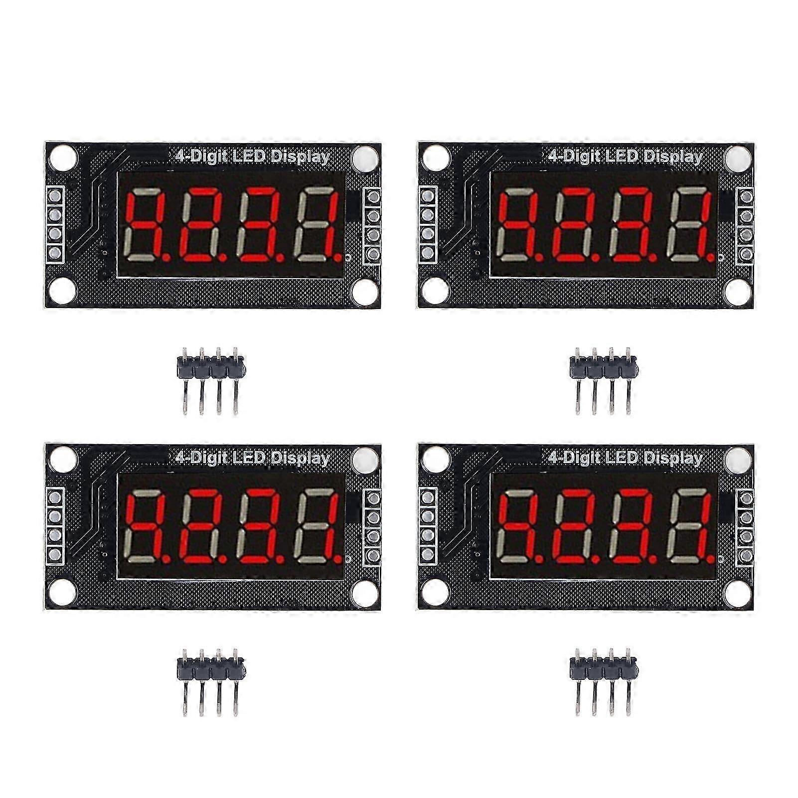 4-stellige 7-segment-digitalanzeige Mit 0,36 Zoll (9,1 Mm) Roter Led-beleuchtung, 4er-pack, Mit Tm1637 Mra110b Treiberchip, Elektronischem Zähler Und Anzeige