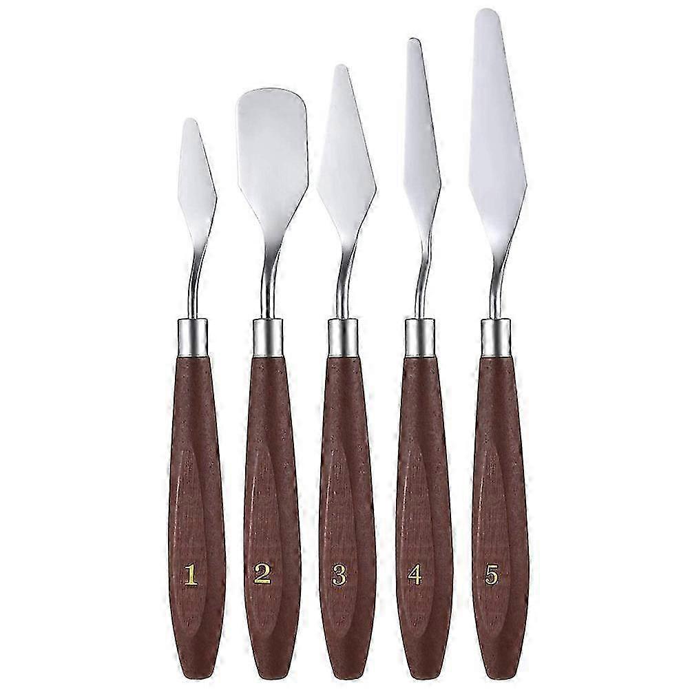 5-teilige Künstler-farbpalette, Mischmesser Aus Edelstahl Und Holz, Öl- Und Acryl-spachtel, Mischwerkzeug-set.