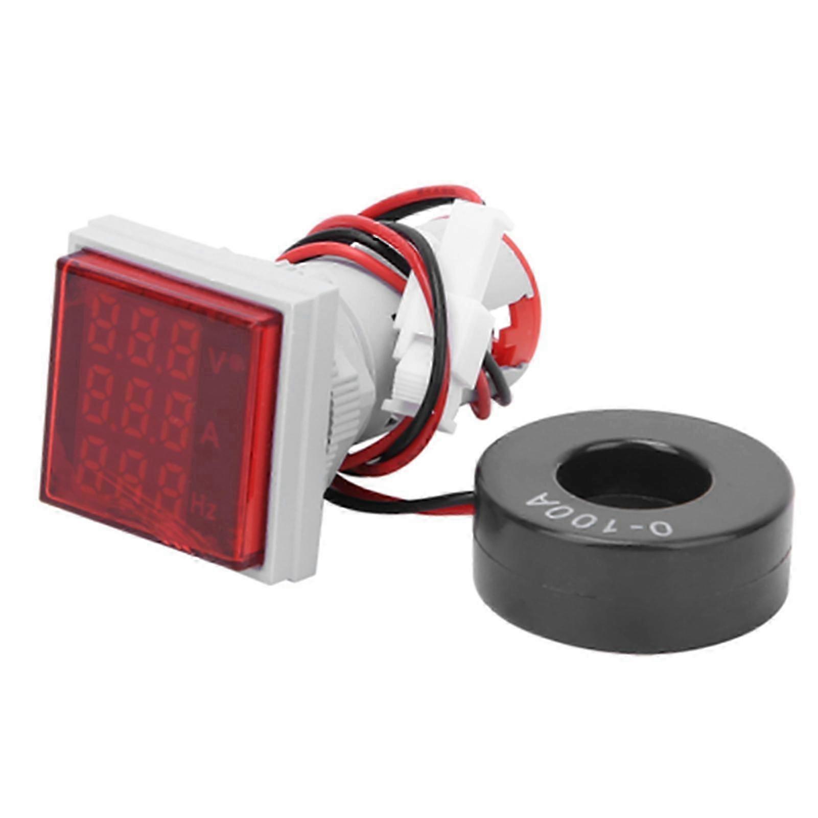 Quadratisches Digitalmultimeter Mit 3-stelliger Anzeige, Wechselspannungs-, Strom- Und Frequenzmesser, Rot