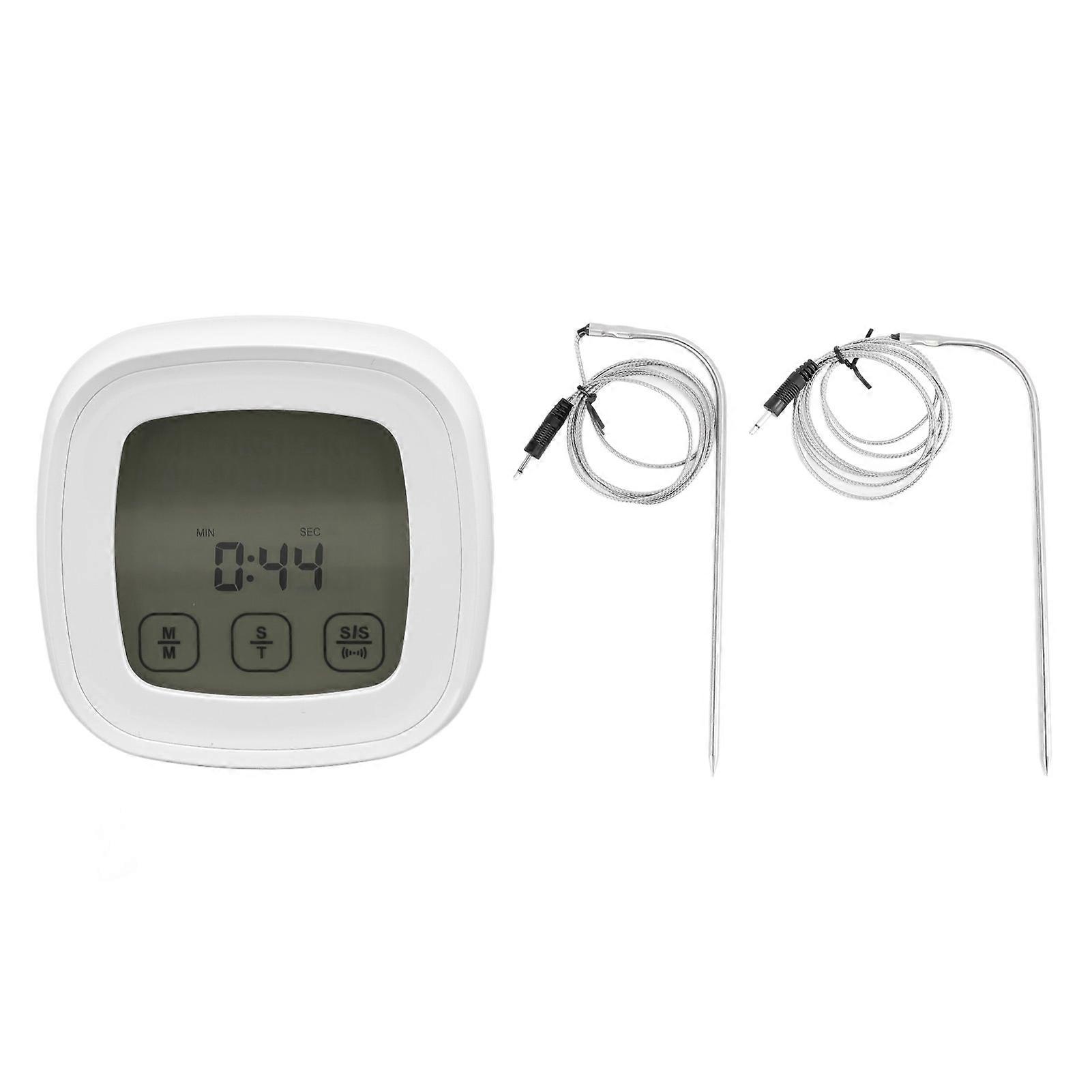 Digitales Küchenthermometer Mit Touchscreen, 2 Sonden, Zum Grillen Und Backen, Mit Magnetischer Befestigung