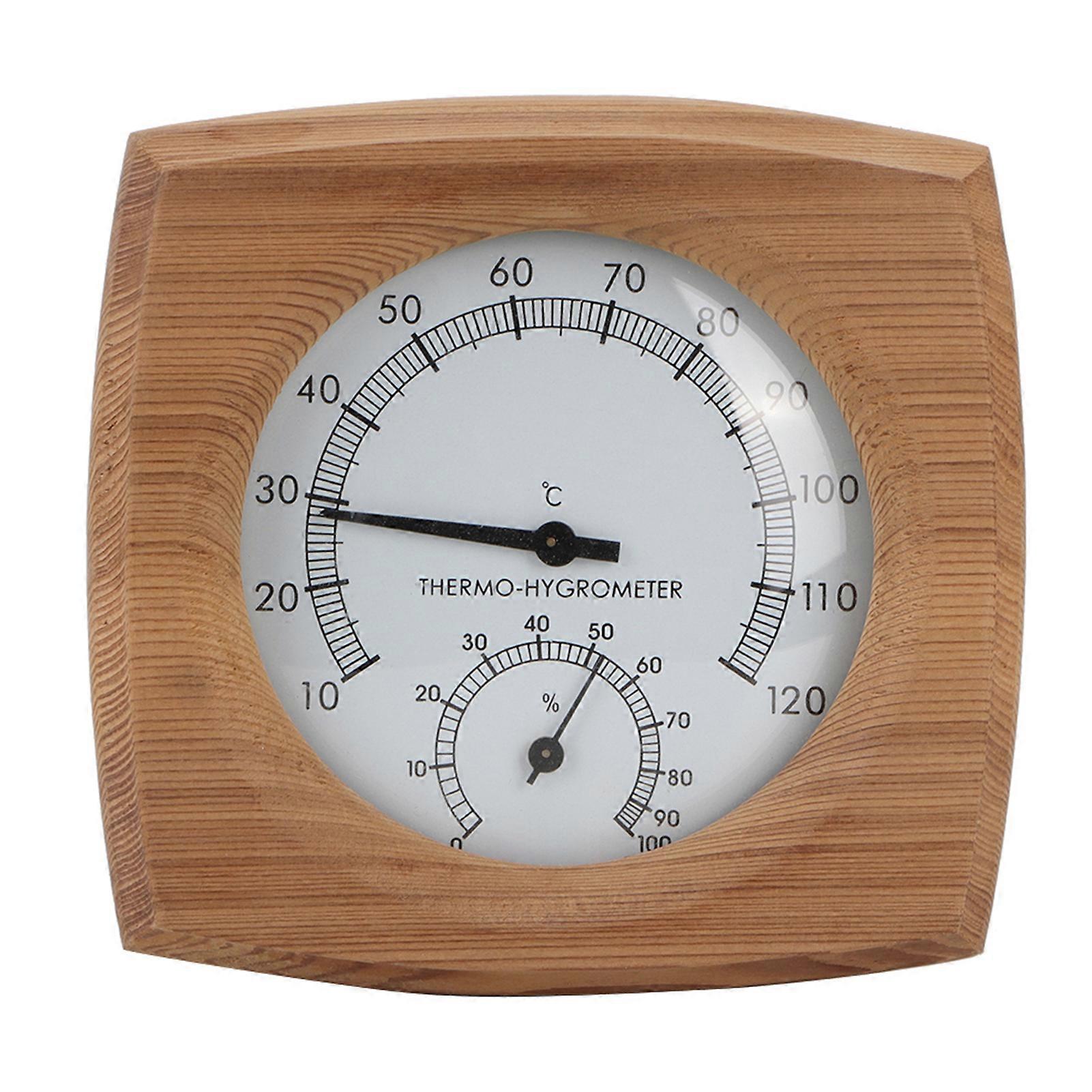 2-in-1-thermo-hygrometer Aus Holz Für Den Innenbereich, Präzisionsthermometer Und Hygrometer, Ideales Zubehör Für Sauna, Dampfbad Und Feuchtraum, Misst Temperatur Und Luftfeuchtigkeit, Natürlicher Sti