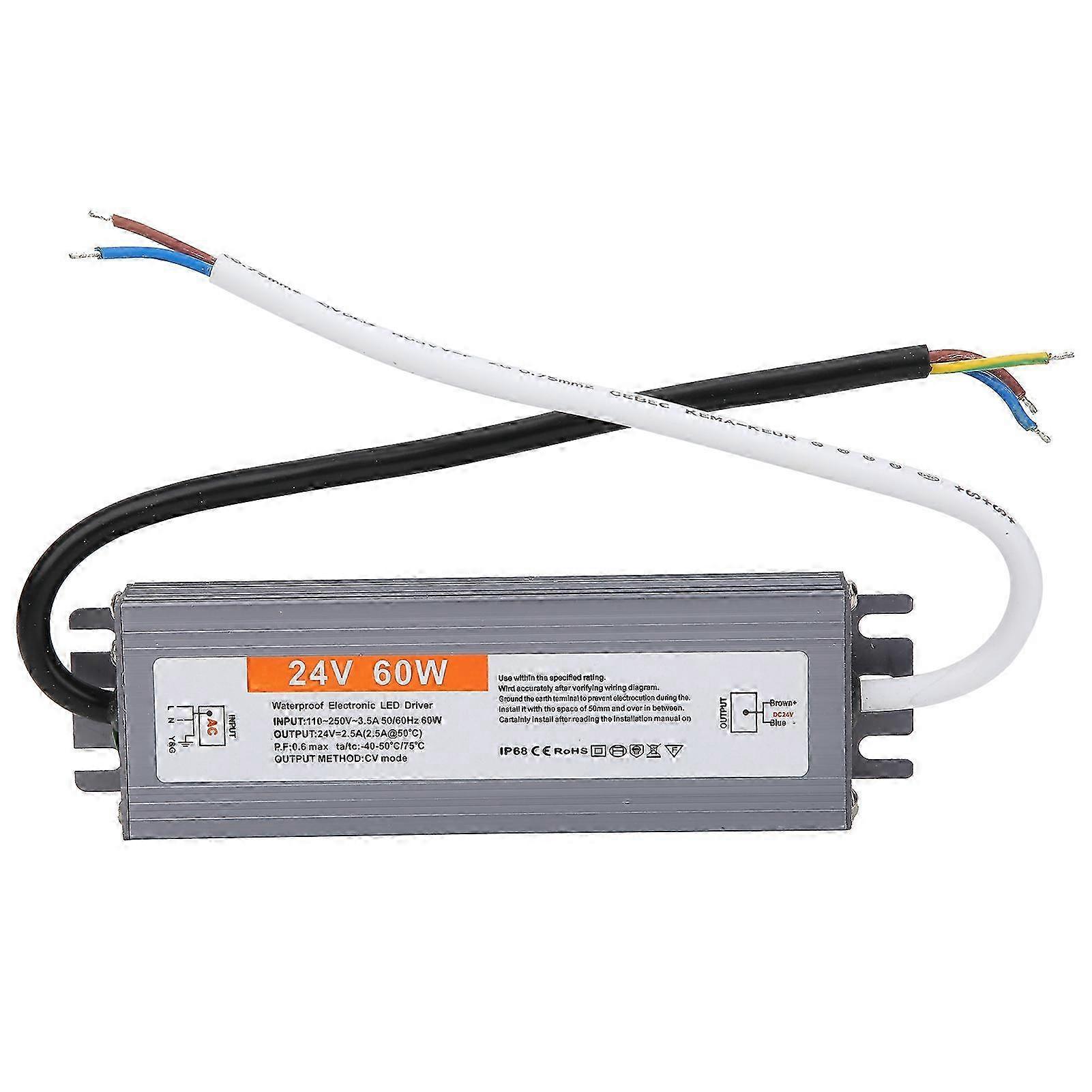24v 60w Led-netzteil, Ultradünner Wasserdichter Transformator, Ac 110-250v 50/60hz Treiber, Konverter Für Led-streifen, Gleichstromquelle.
