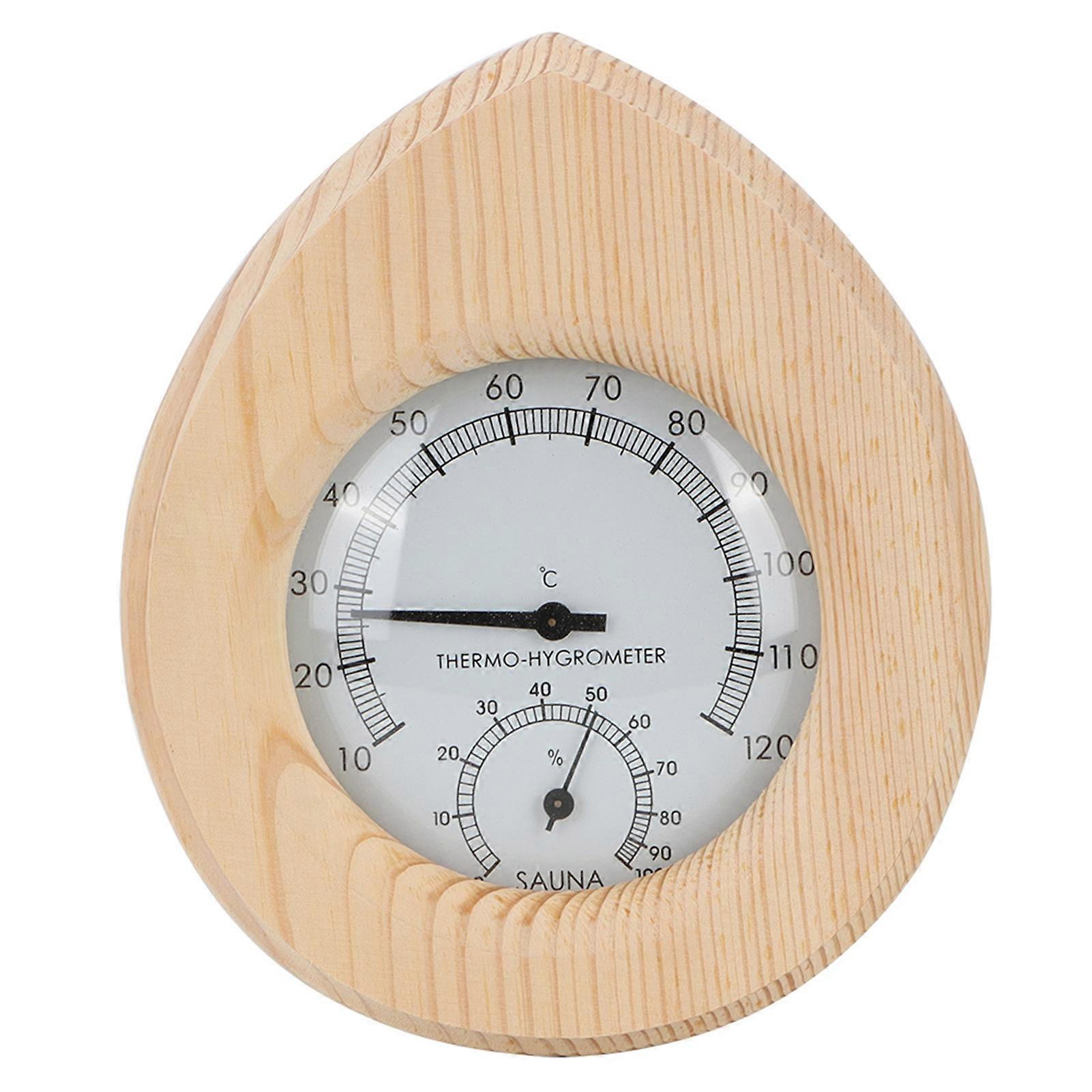 Tropfenförmiges Thermometer-hygrometer Aus Holz, 2-in-1 Für Sauna Und Dampfbad, Zubehör Zur Messung Von Luftfeuchtigkeit Und Temperatur, Dekoration Für Dampfbäder.