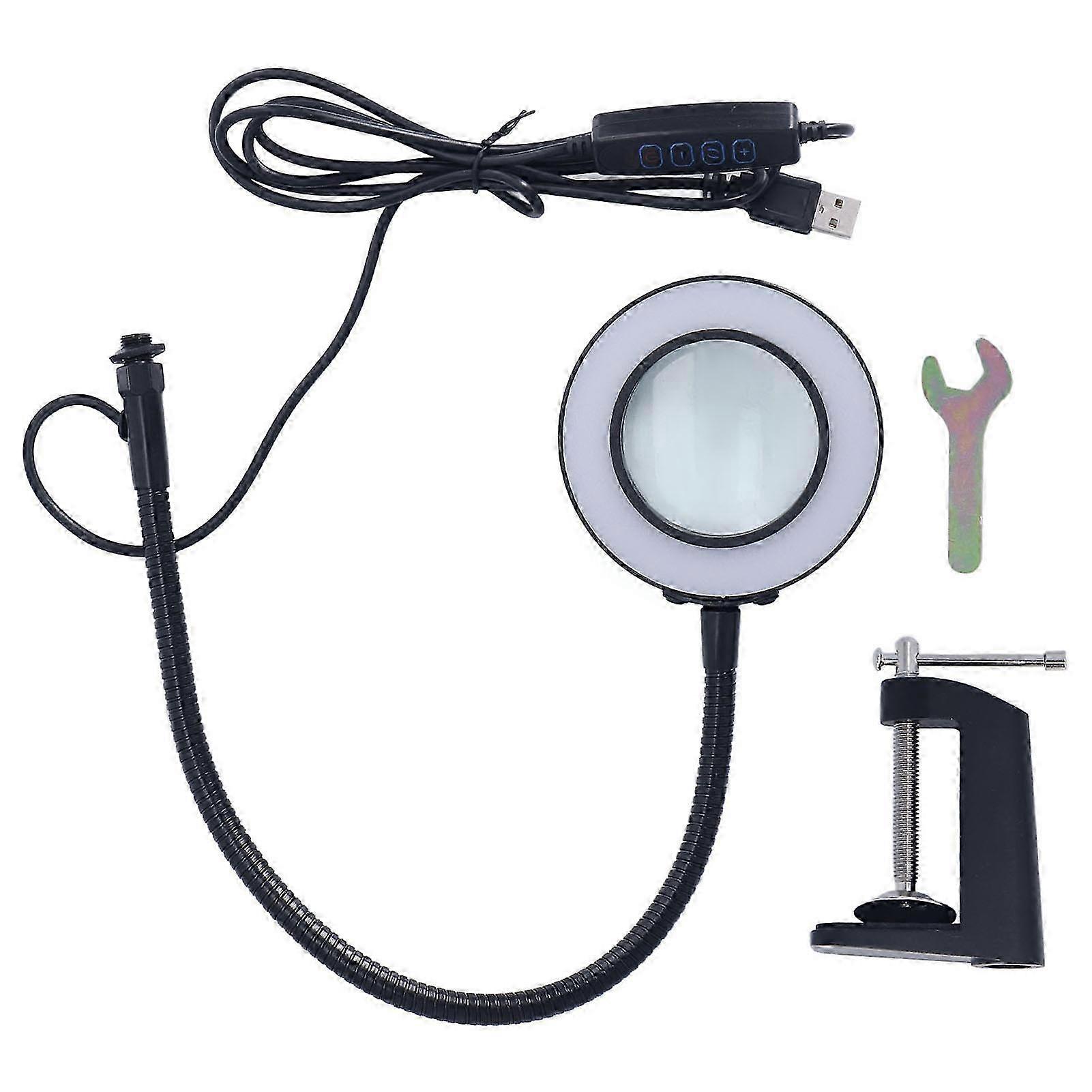 Usb-led-lampe Mit Befestigungsclip, Lupe Mit 11 Einstellbaren Helligkeitsstufen Zum Elektroniklöten.