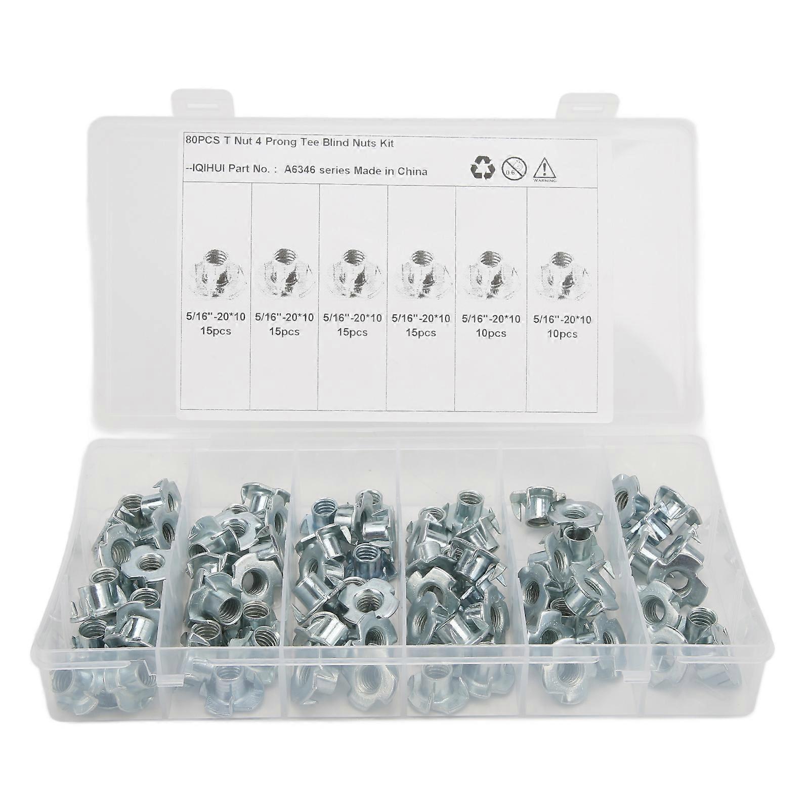 80-teiliges Set T-förmiger Klauenmuttern Aus Verzinktem Kohlenstoffstahl, Korrosions- Und Rostbeständig, Langlebig Und Robust.