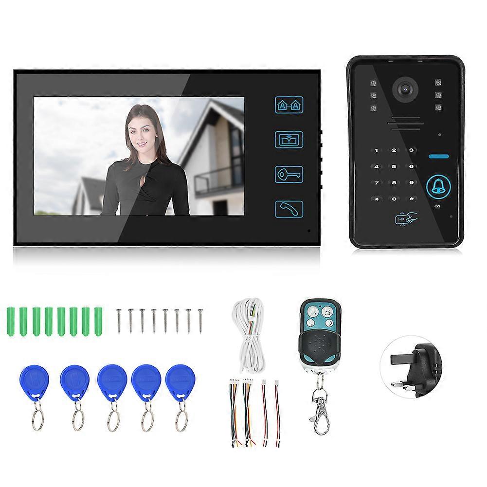 7-zoll-video-türklingel Mit Kabel, Codekarte, Nachtsicht-türsprechanlage Und Fernbedienung