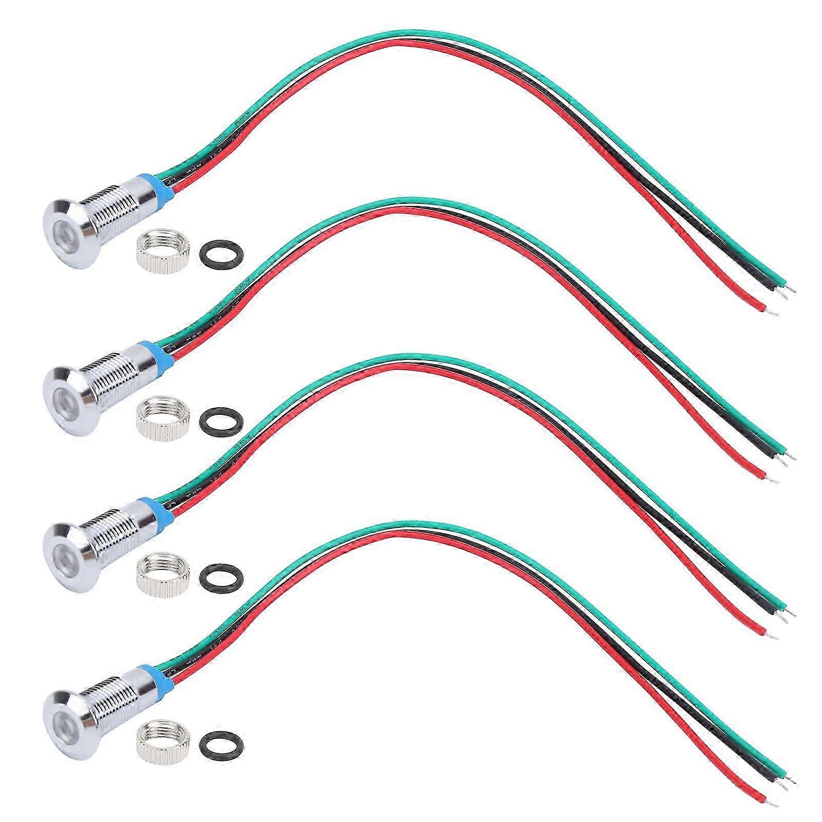 Packung Mit 4 Runden 8mm 36v Zweifarbigen Rot/grün-leds, Wasserdicht, Vorverdrahtet, Gemeinsame Anode, Signalleuchten, 2-farben-led-lampen Für Diy-projekte.