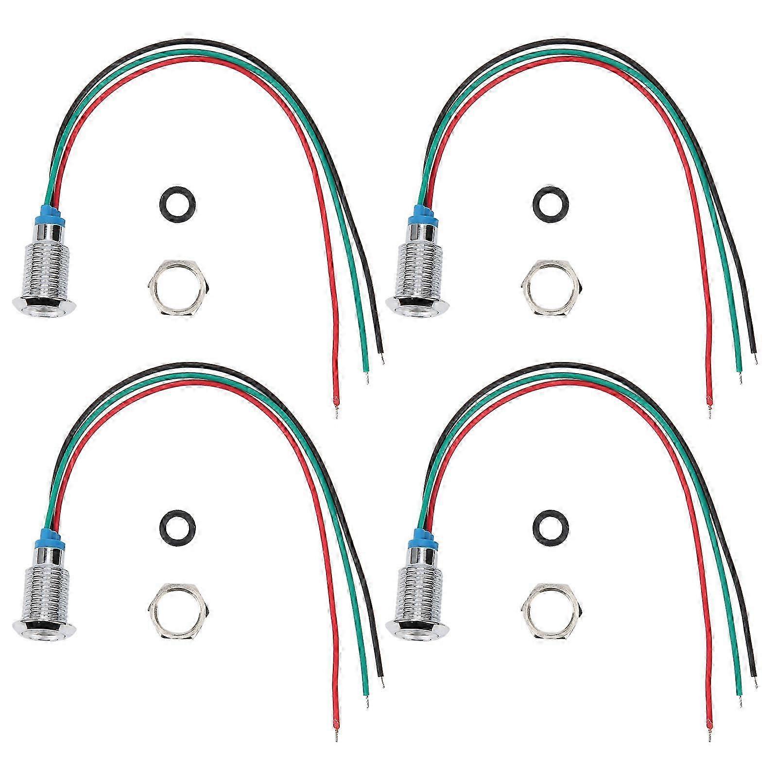 Set Mit 4 Runden 10-mm-leds, Vorverdrahtet, Wasserdicht, 2 Farben, Gemeinsame Kathode, 12–24 V, Rot Und Grün