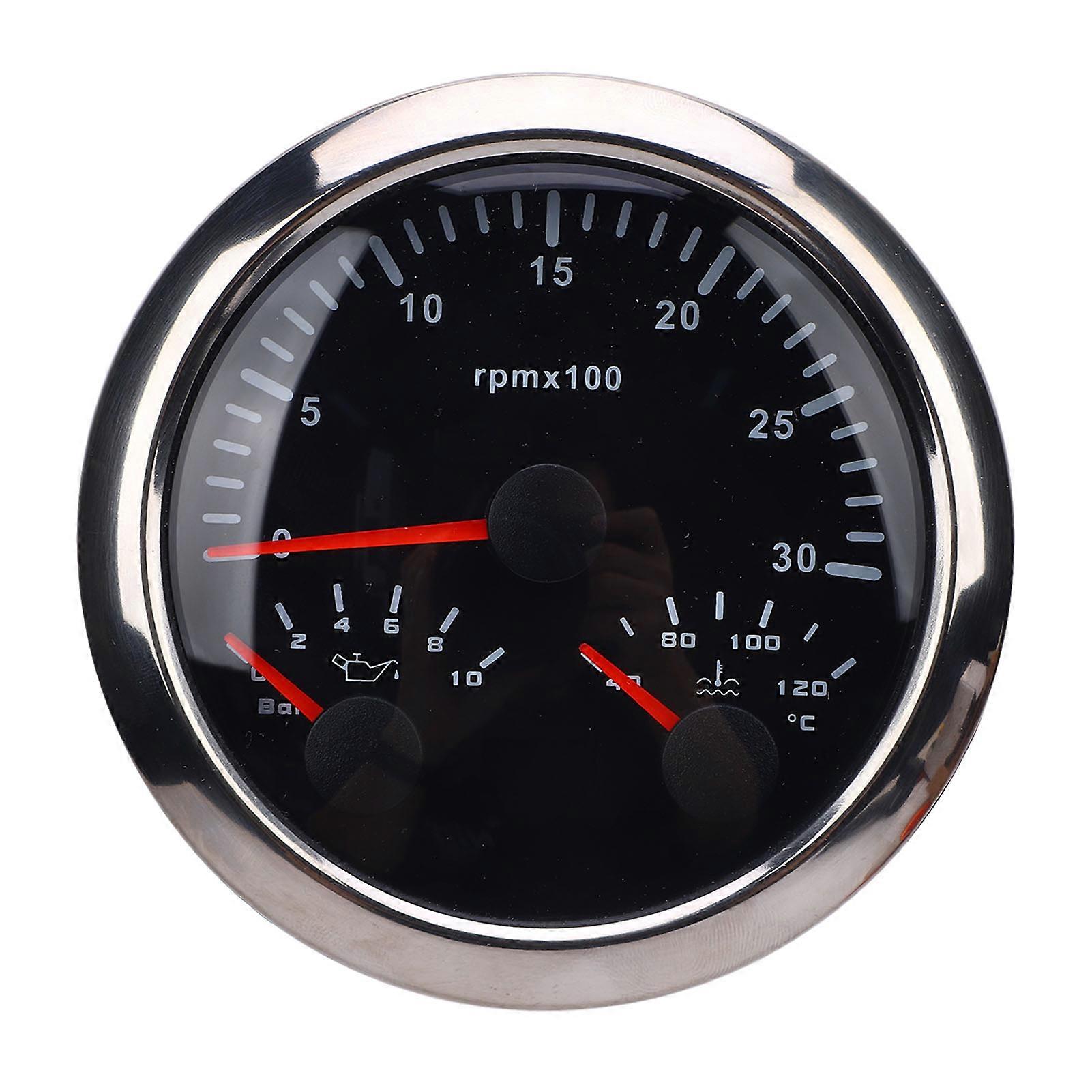 3-in-1 Multifunktionsanzeige 85 Mm 3000 U/min, Öldruckanzeige 0-10 Bar, Wassertemperaturanzeige 40-120 °c Mit Betriebsstundenzähler, Für Wohnmobile, Yachten Und Lkws.