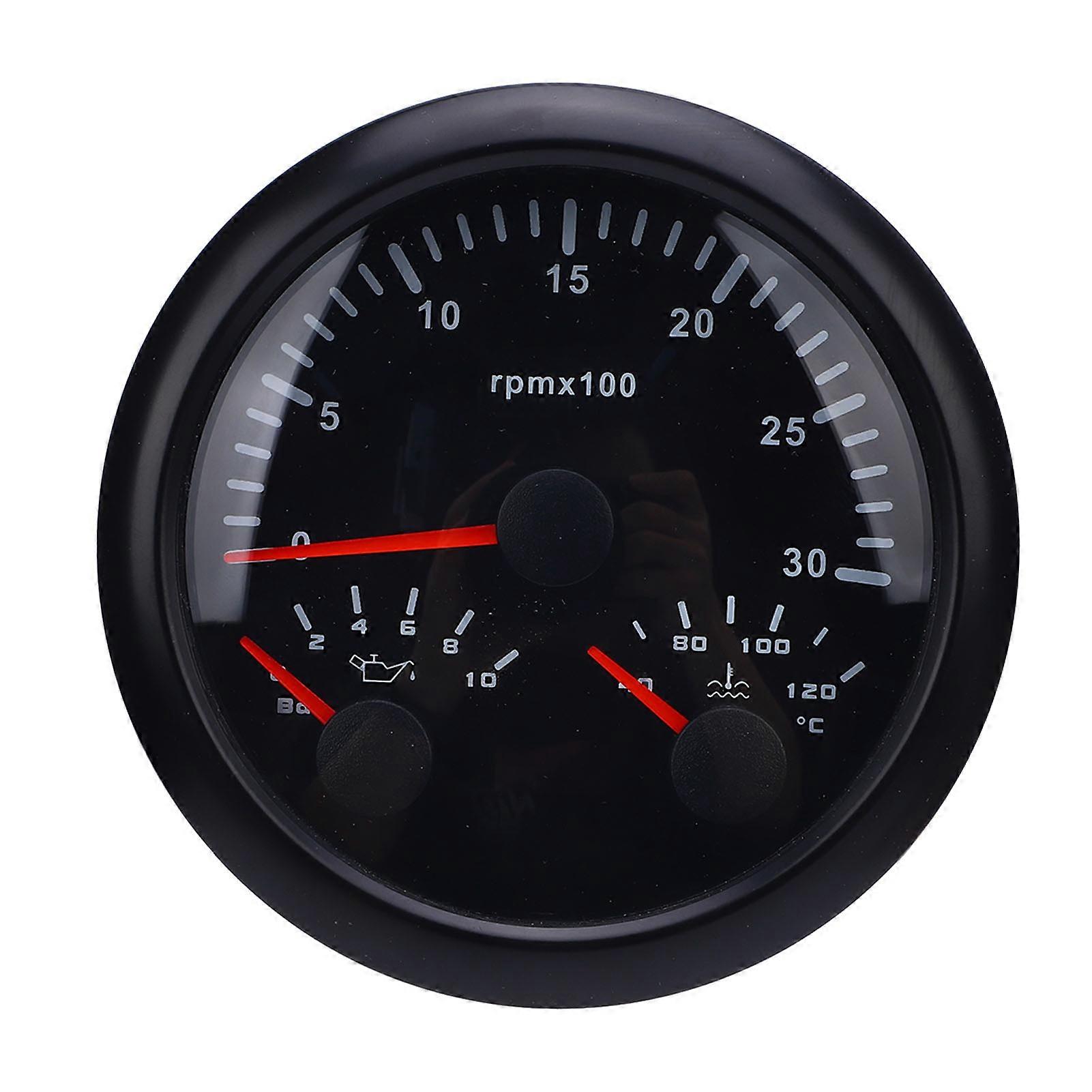 3-in-1 Multifunktionsanzeige (85 Mm, 3000 U/min) Mit Öldruckanzeige (0–10 Bar), Wassertemperaturanzeige (40–120 °c) Und Betriebsstundenzähler Für Wohnmobile, Yachten Und Lkws